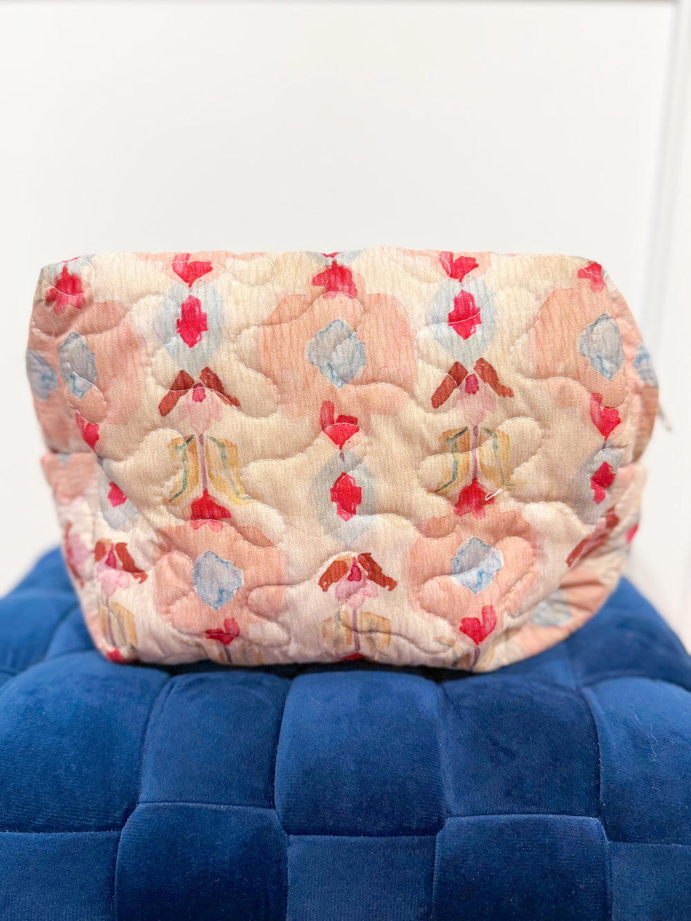 Jules Pink Quilted Large Makeup Bag