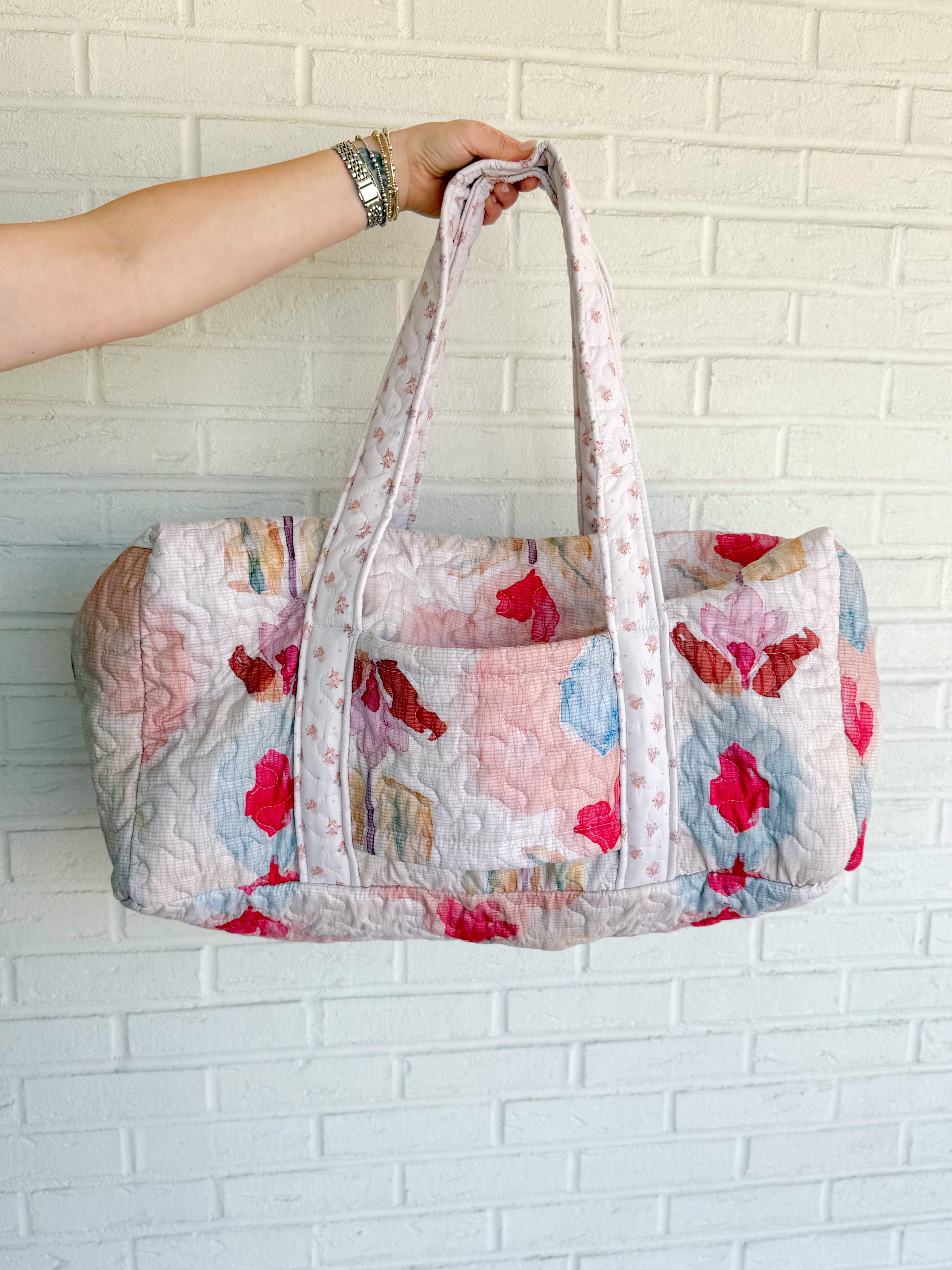 Jules Pink Quilted Duffle Bag