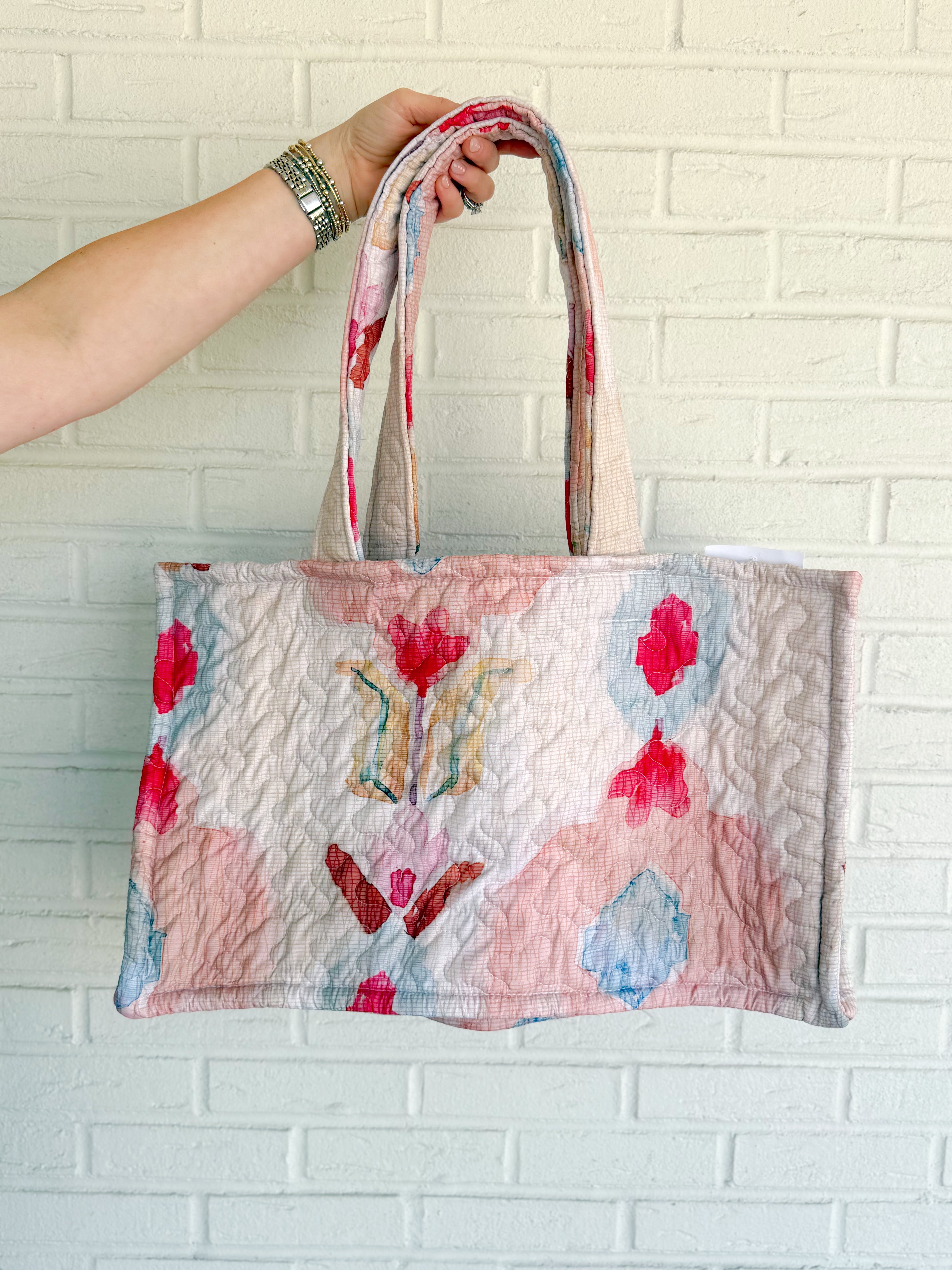 Jules Pink Quilted Tote Bag