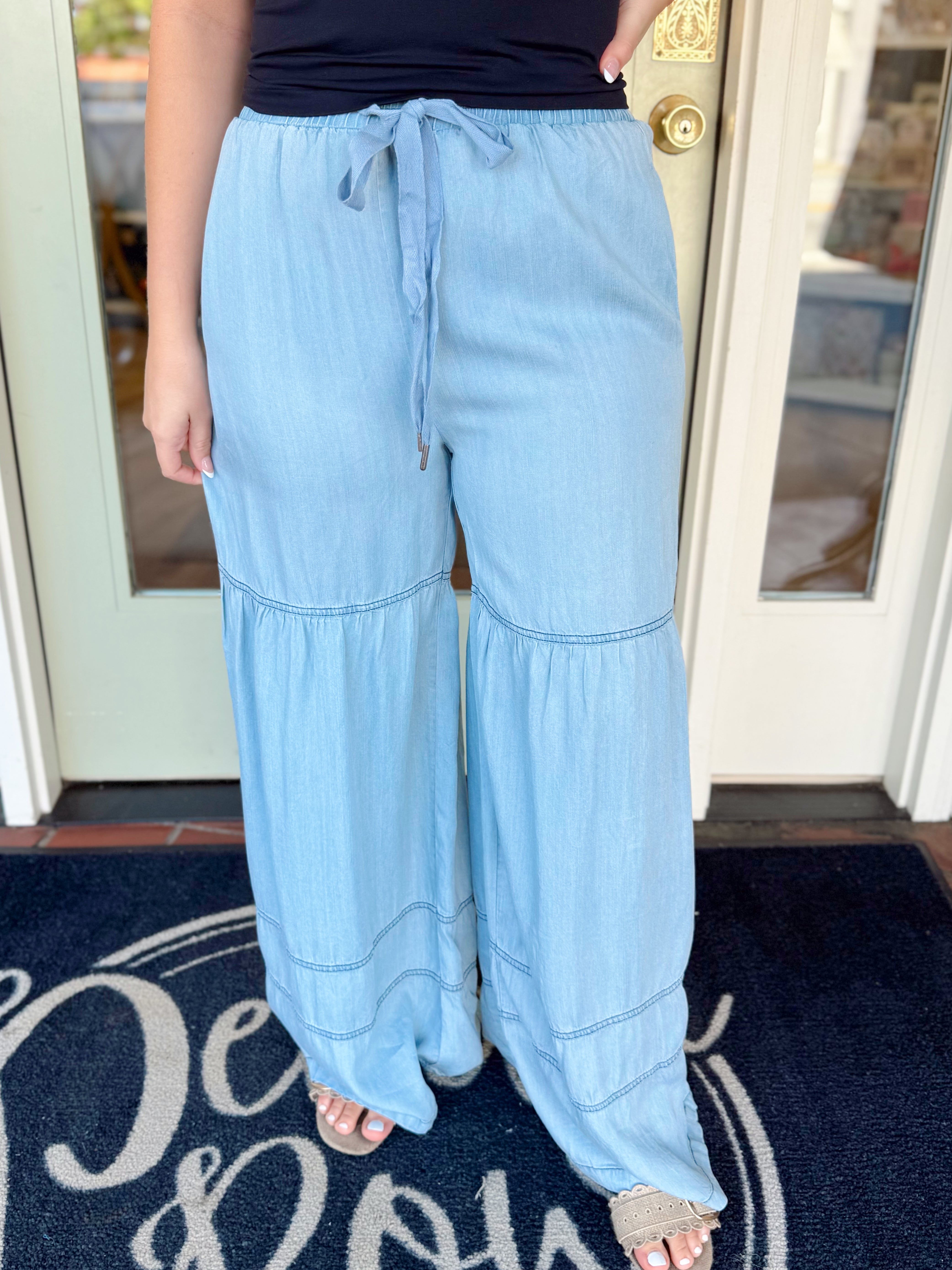 The Kennedy Denim Wide Leg Pants