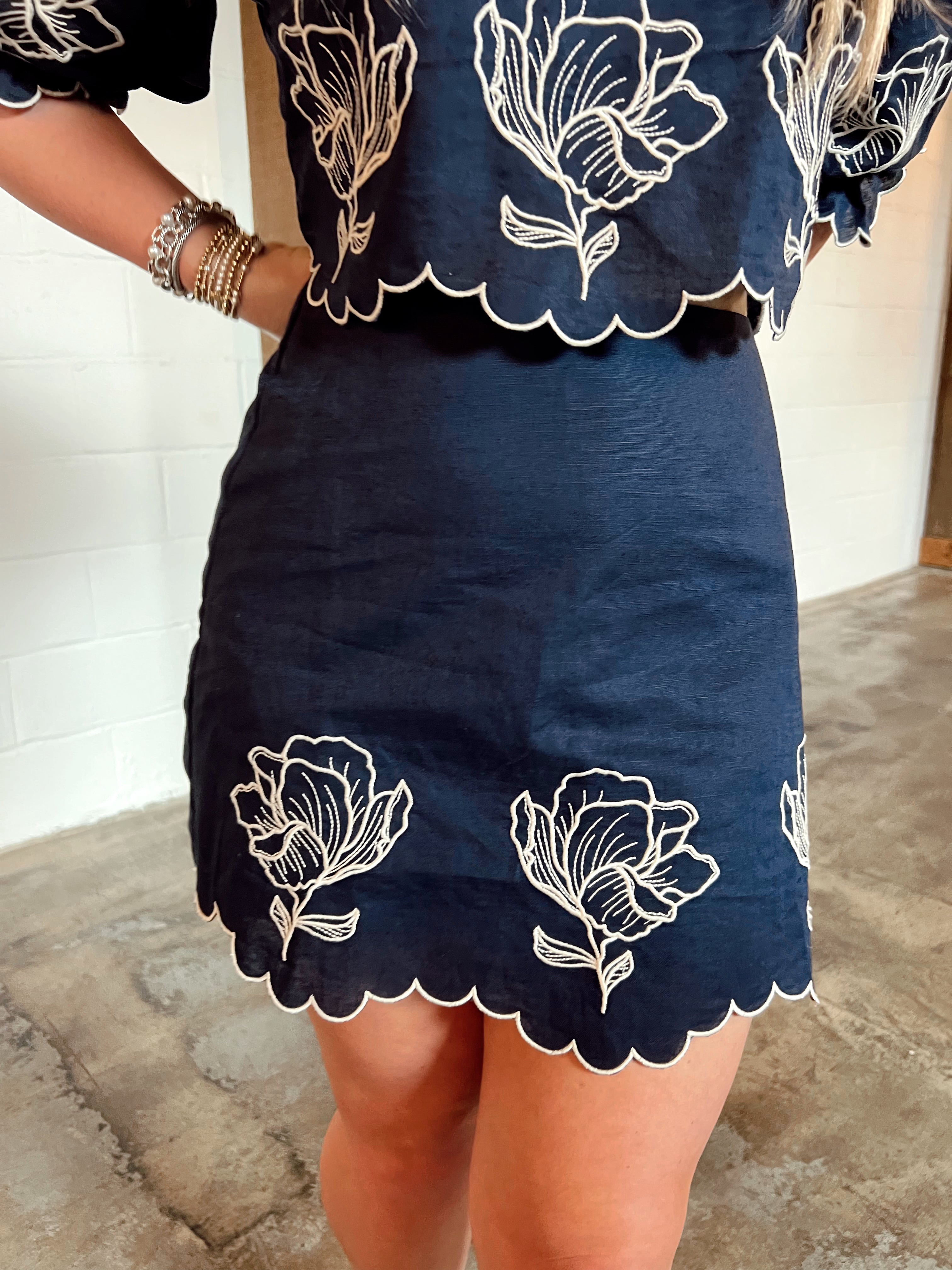 The Anna Embroidered Mini Skirt