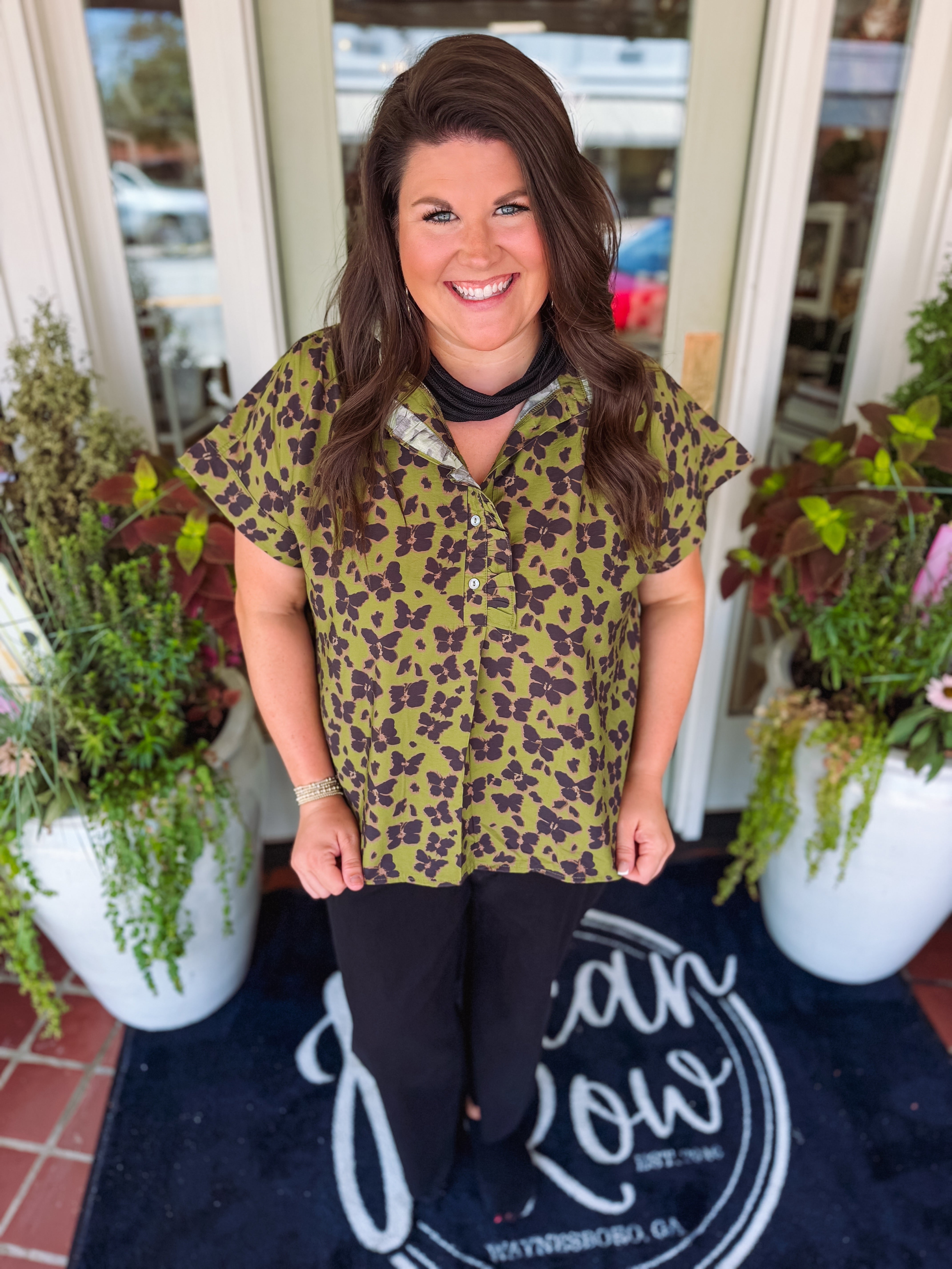 The Alice Ruffle Trim Top (XL-2X)