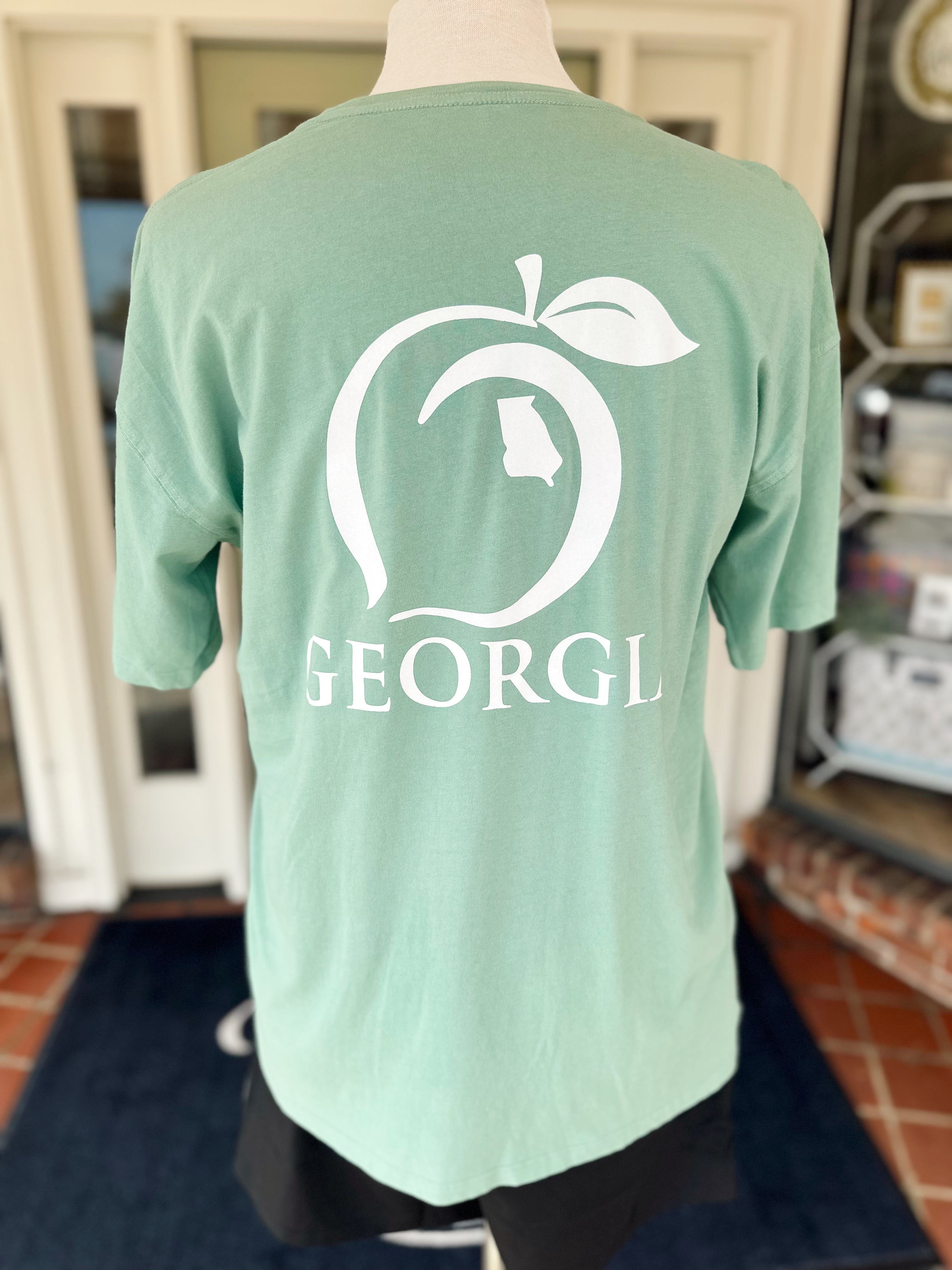 Logo Georgia Tee in Green by Peach State Pride