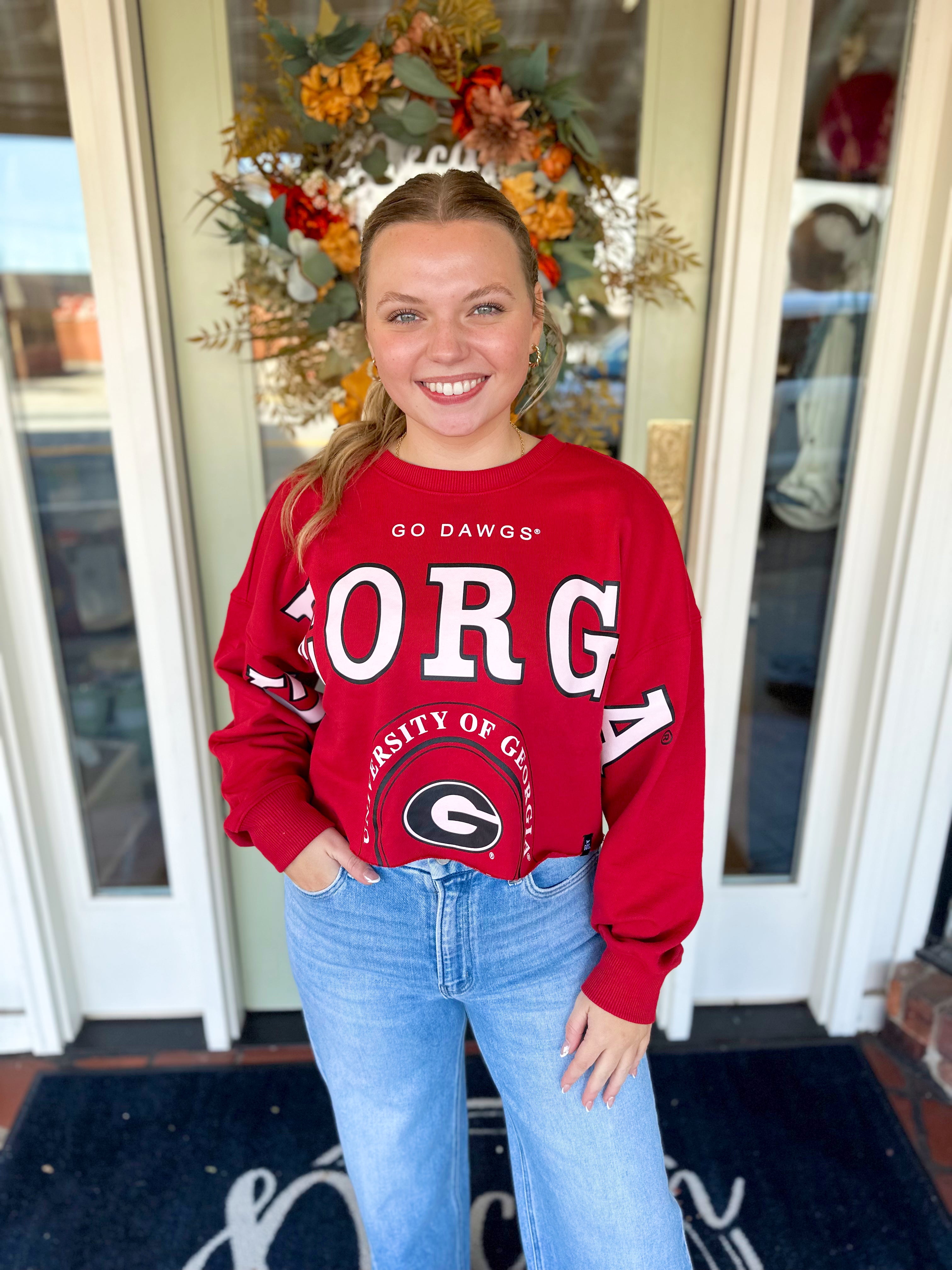 UGA Phipps Split Crop Long Sleeve Sweatshirt