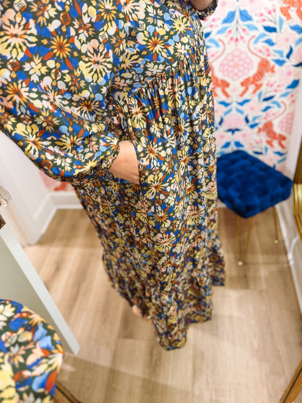 The Alaine Floral Midi Dress (XL-2X)