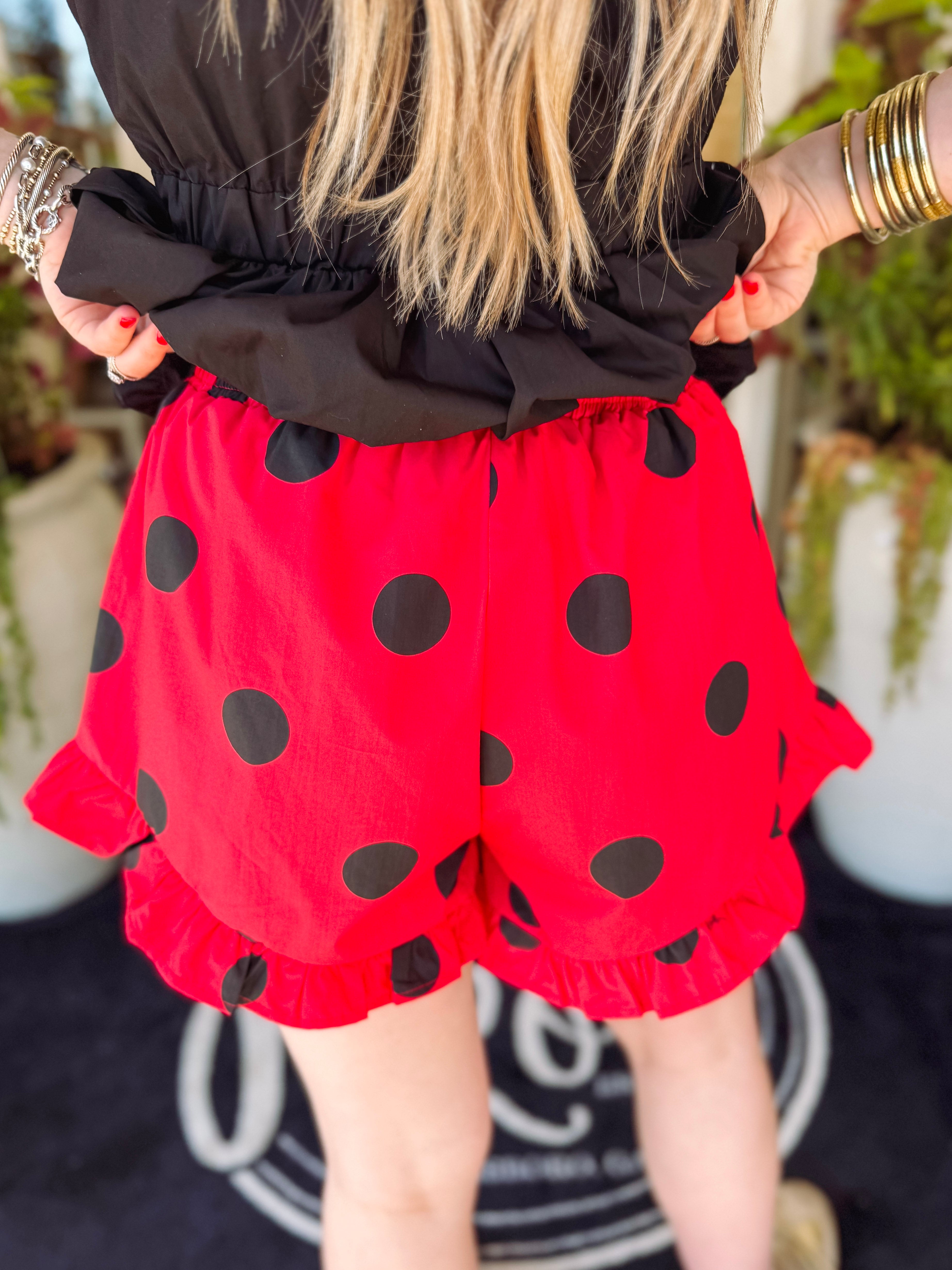 The Classic Red & Black Polka Dot Shorts (S-L)