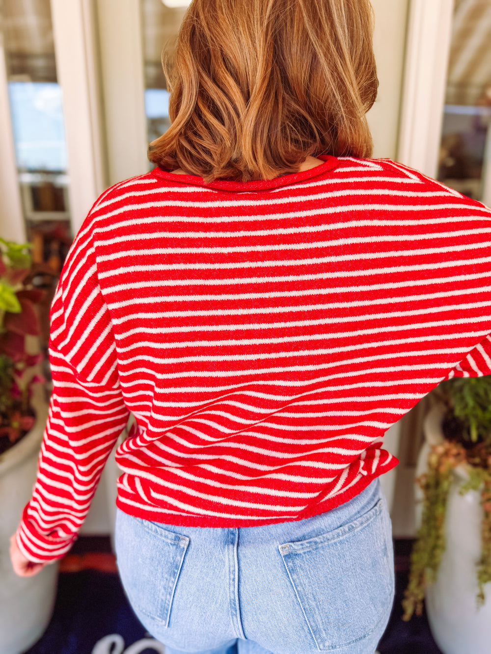 The Sandy Striped Sweater in Red (S-L)