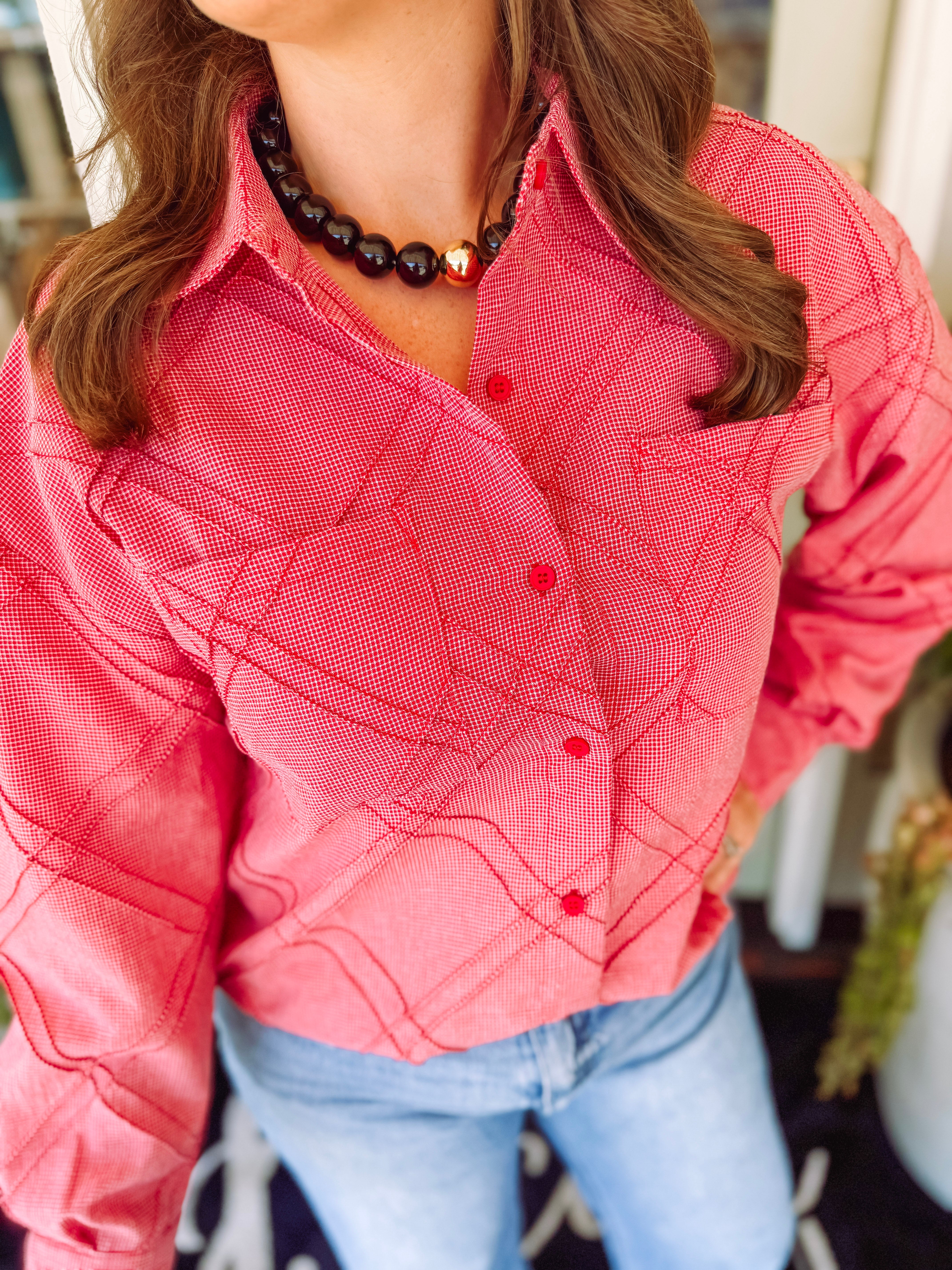 The Red Zone Textured Button Down (S-L)