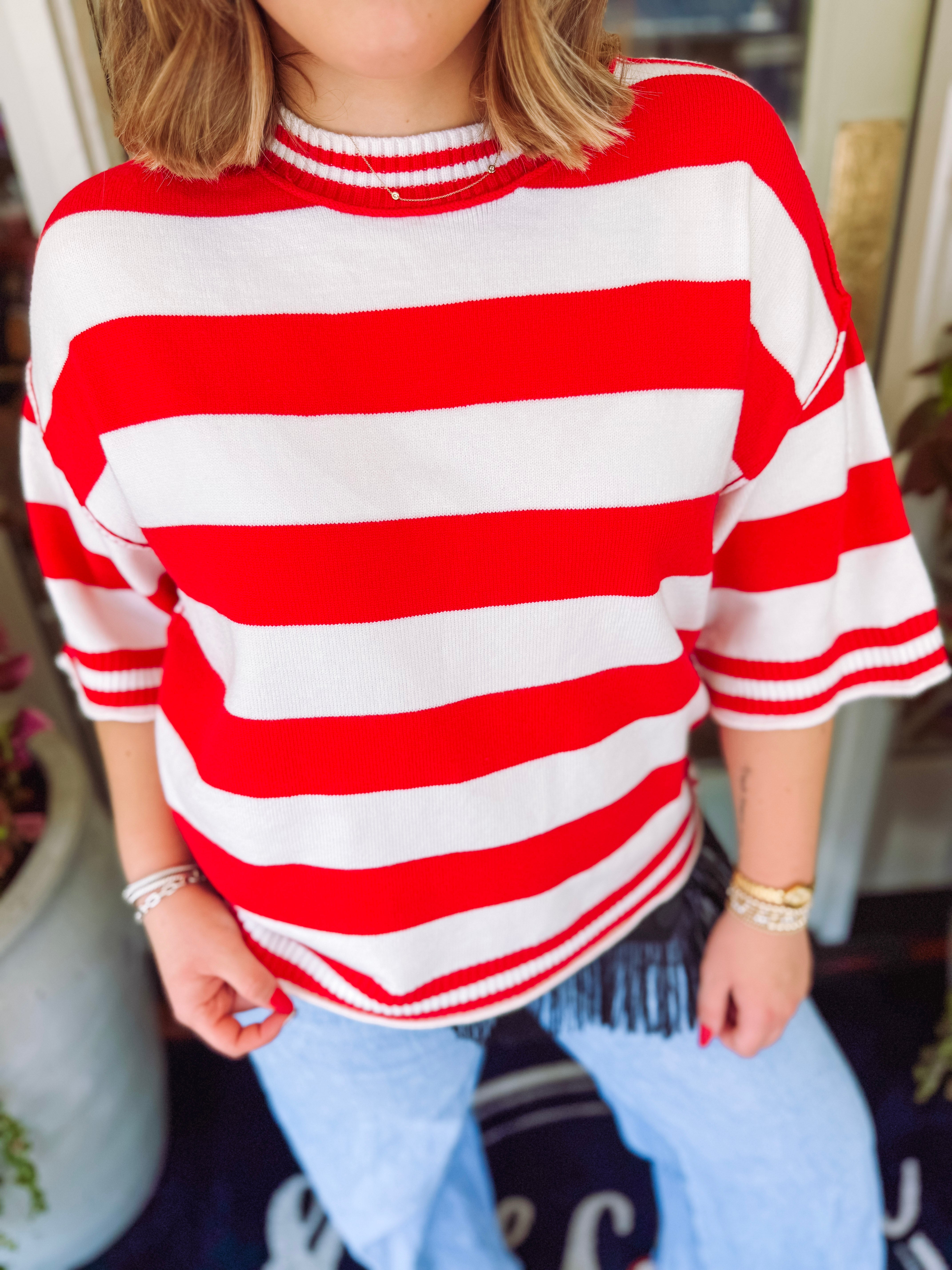 The Gameday Stripe Knit Oversized Top (S-L)