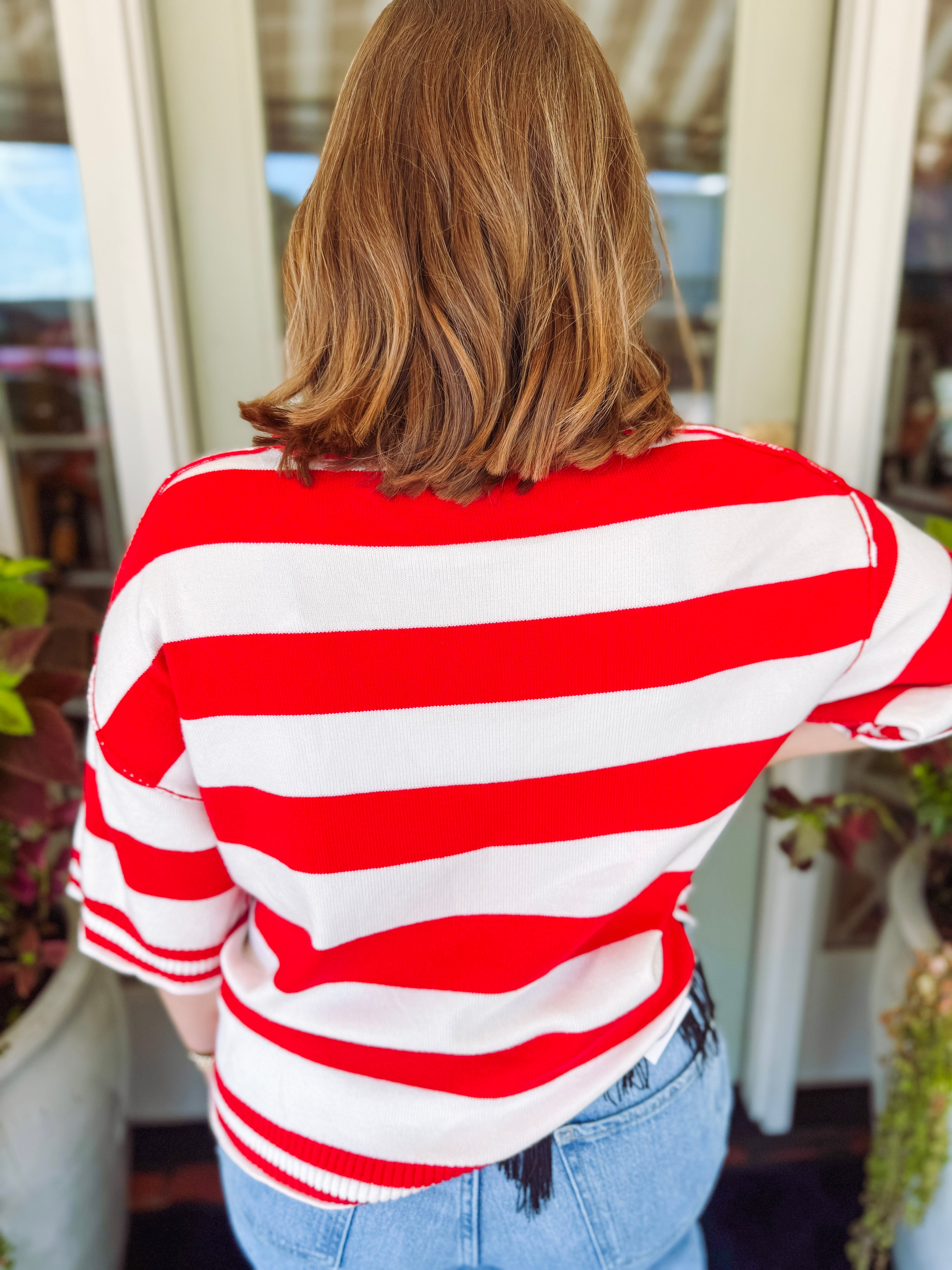 The Gameday Stripe Knit Oversized Top (S-L)