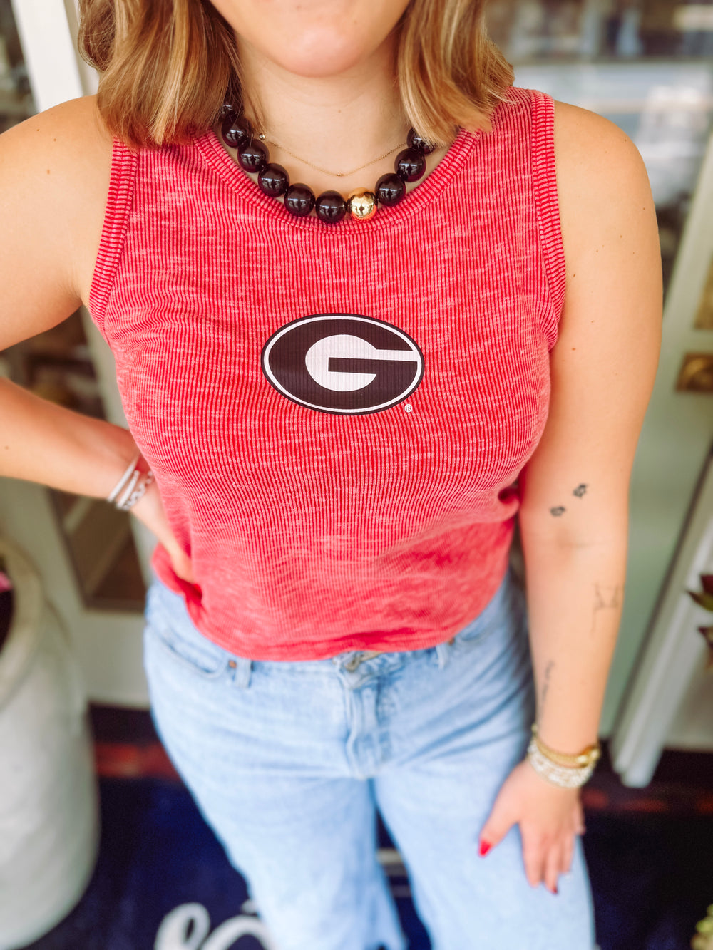 The Red Cropped Sandwash Tank (S-2X)