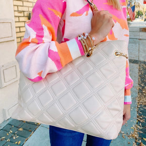 Delilah Cream Quilted Bag by Caroline Hill