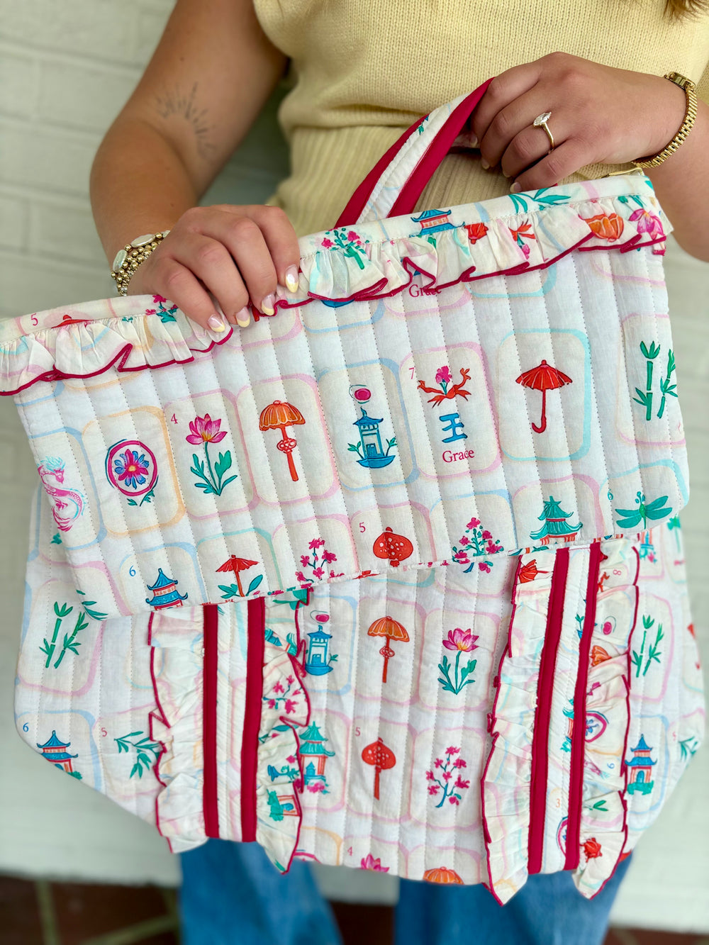 Maison Mahjong Quilted Board Bag