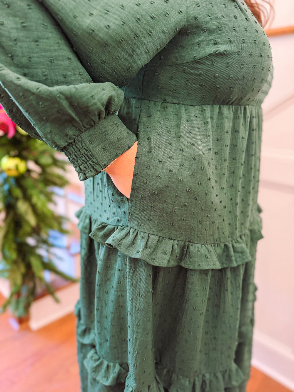 The Tinsel Tidings Green Midi Dress (XL-2X)