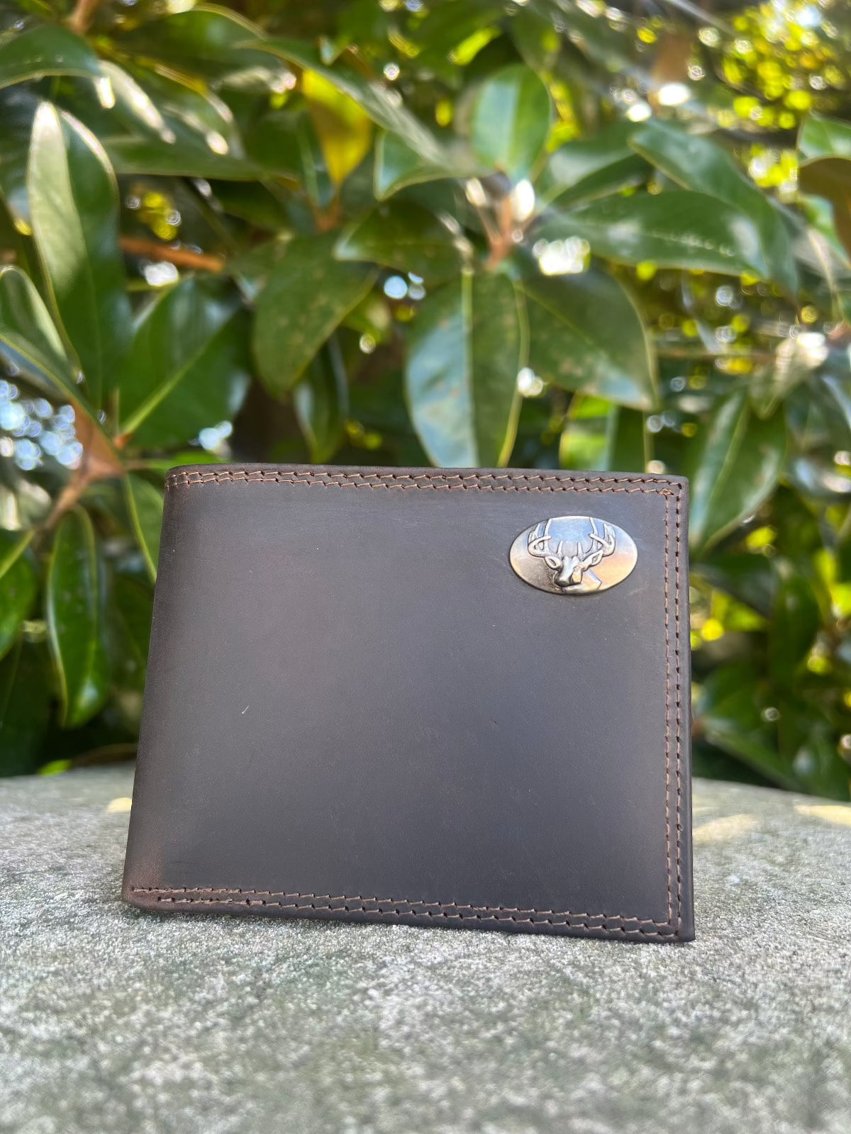 Buck Crazy Horse Brown Leather Bi-fold Wallet