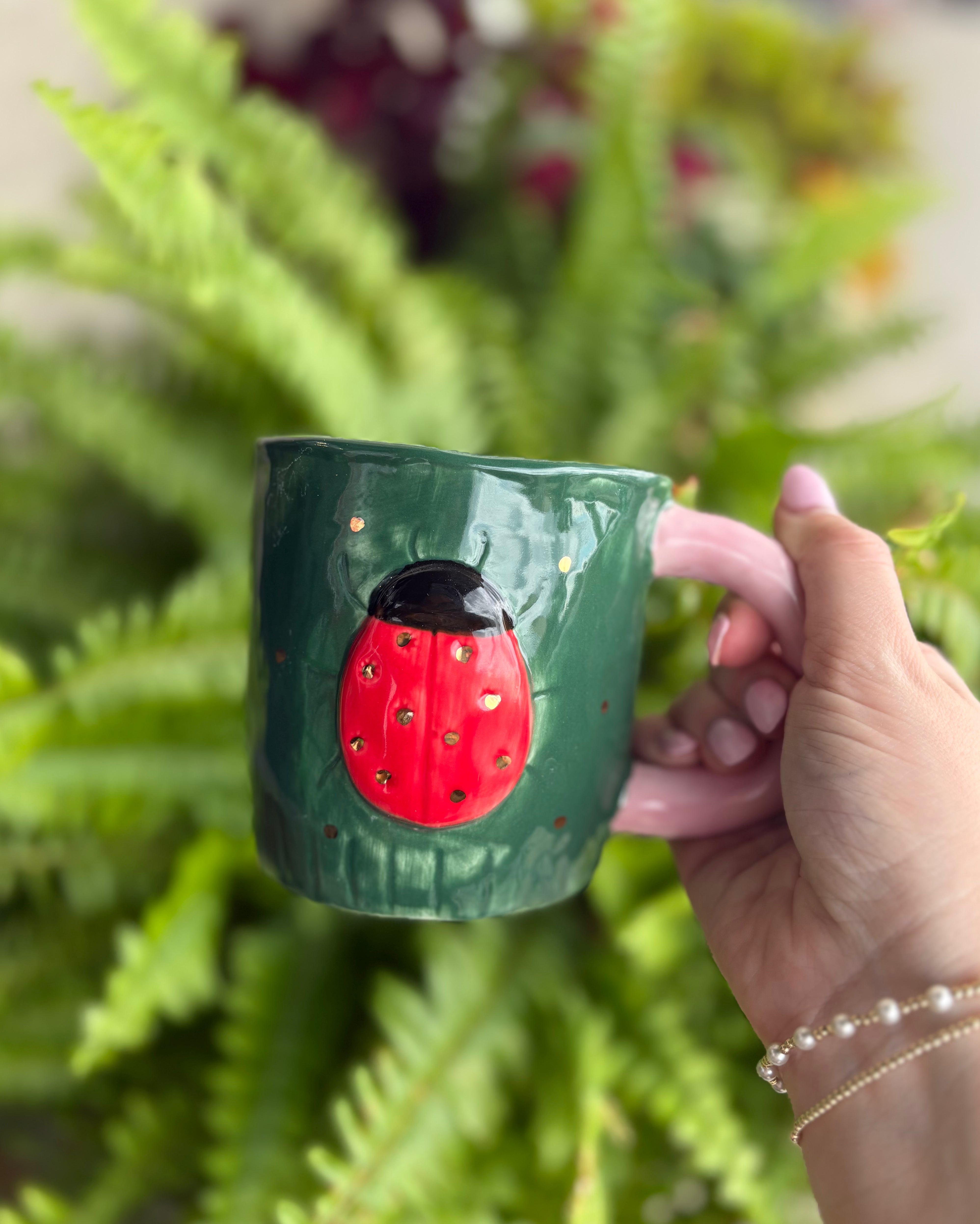 Stoneware Ladybug Mug