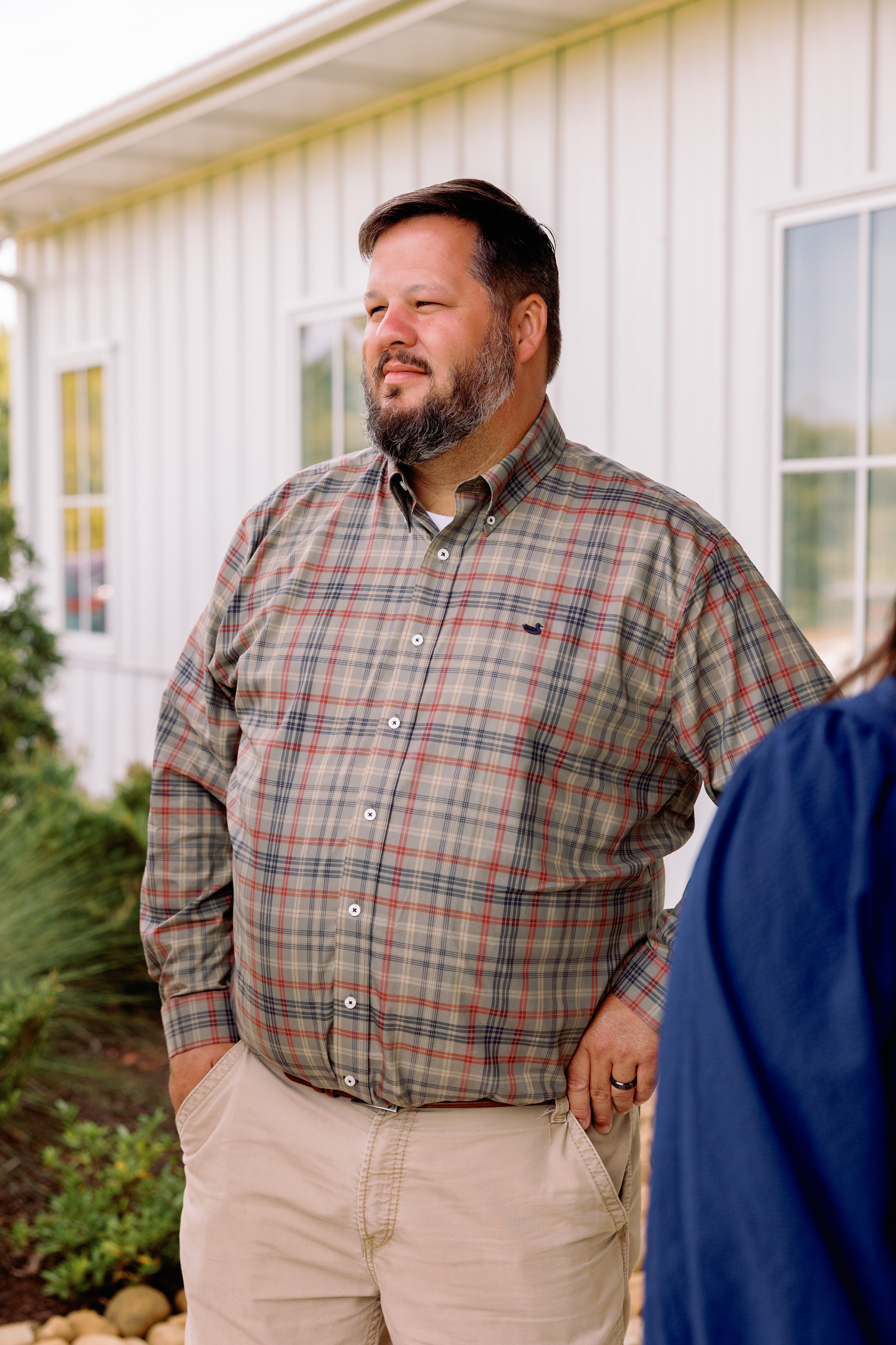Barnstable Lines Performance Dress Shirt in Sage & Navy By Southern Marsh