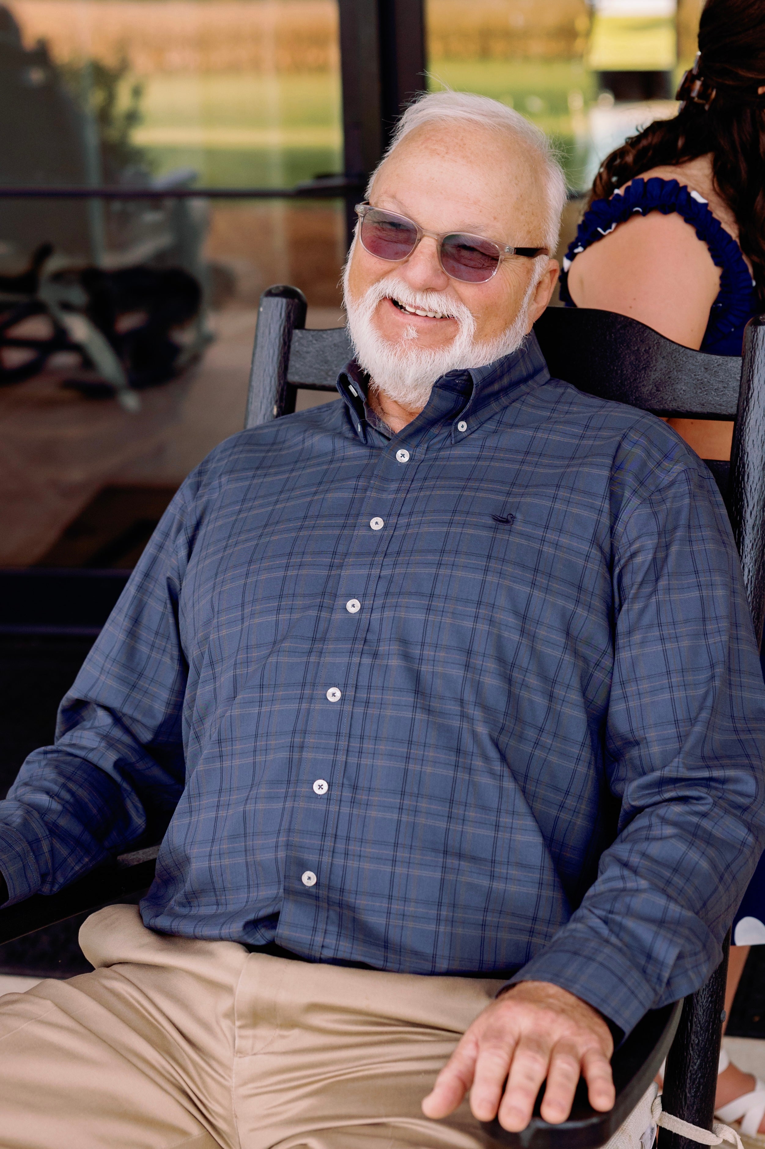 Chatham Lines Performance Dress Shirt in Navy & Stone Brown by Southern Marsh