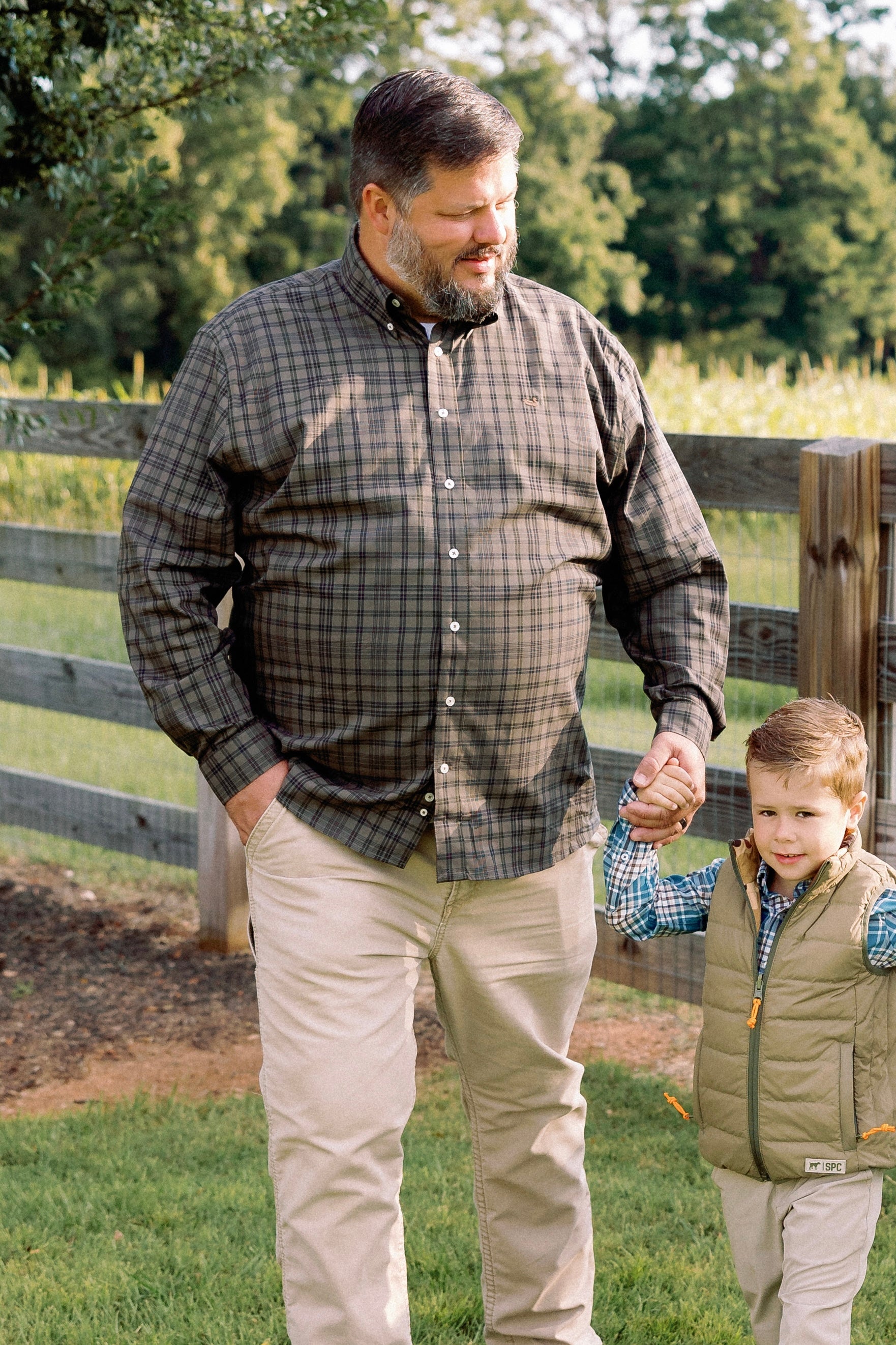 Barnstable Lines Performance Shirt in Stone Brown/Black By Southern Marsh