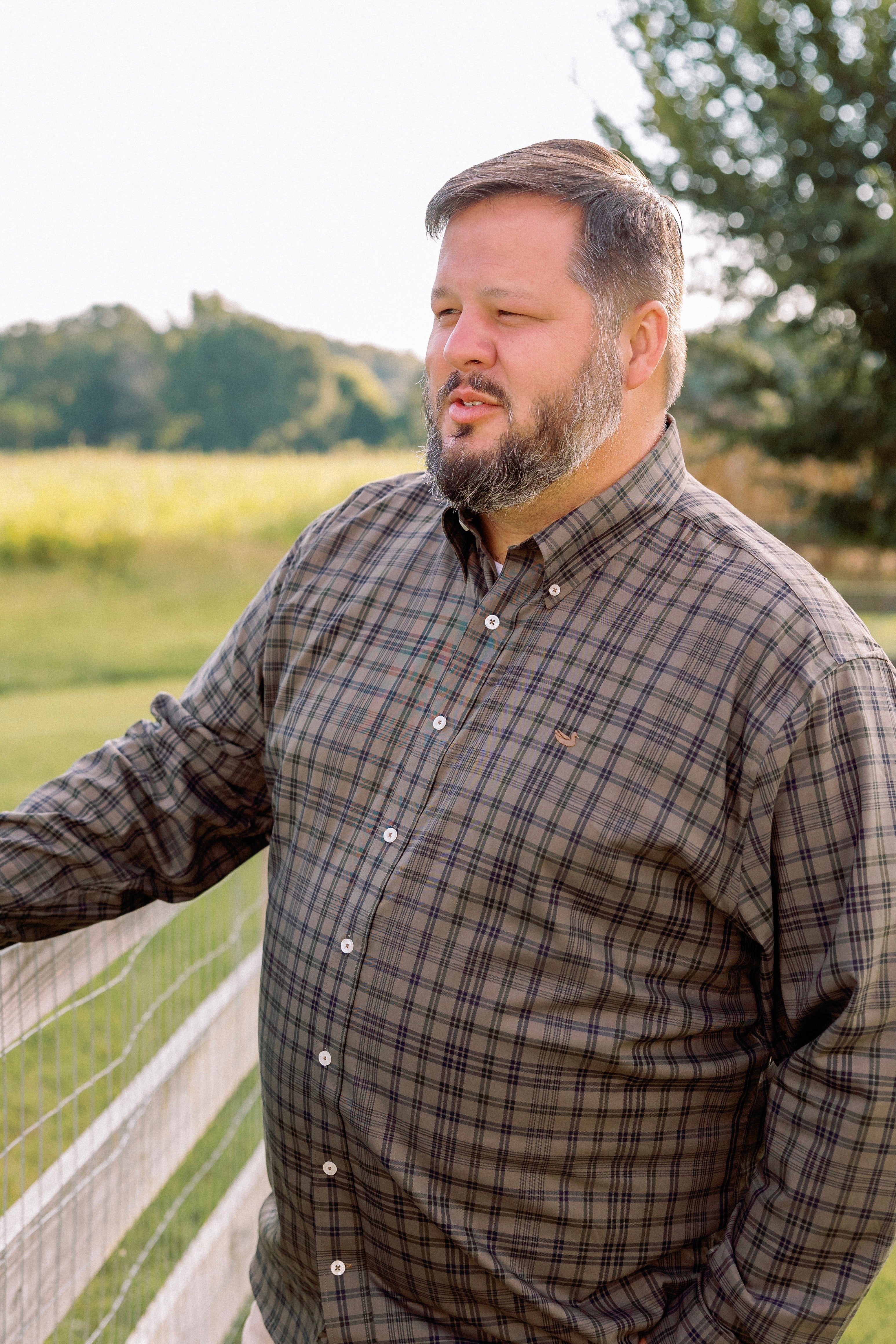 Barnstable Lines Performance Shirt in Stone Brown/Black By Southern Marsh