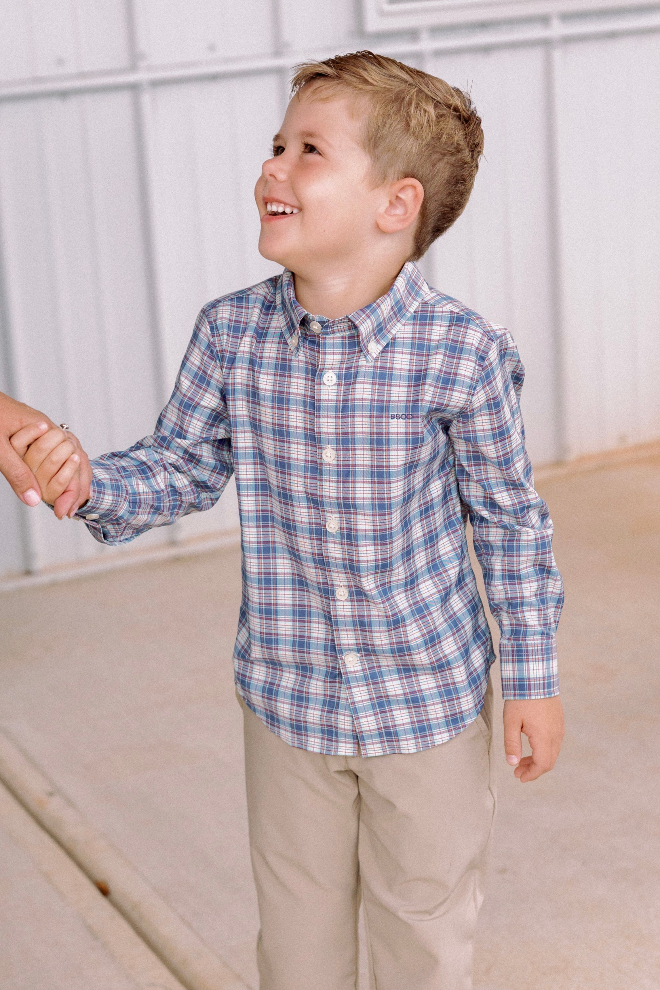 YOUTH Edmonton Plaid Button Down in Coastline by Southern Shirt Co.