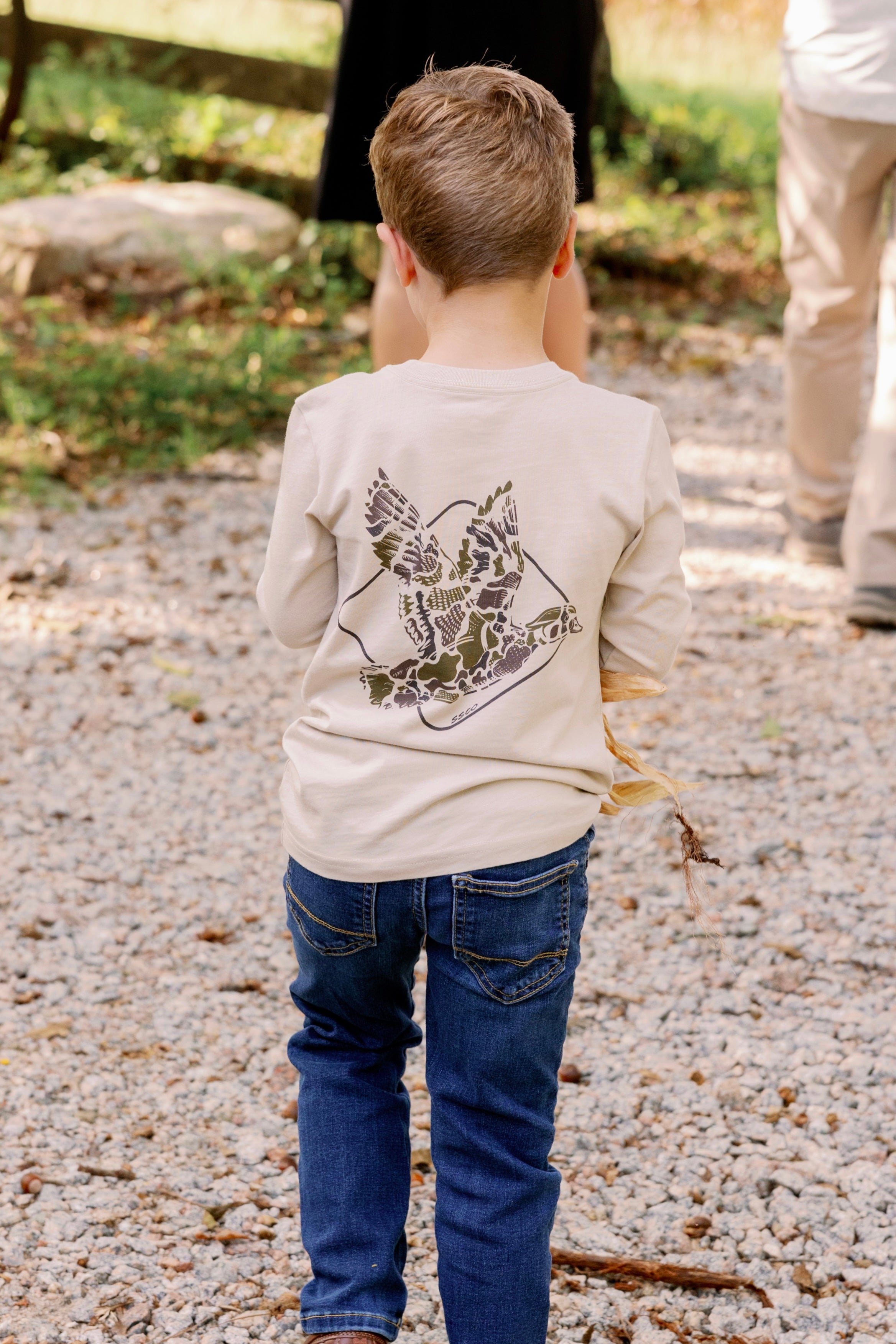 Youth Camo Flight Long Sleeve Tee in Taupe By Southern Shirt Co.
