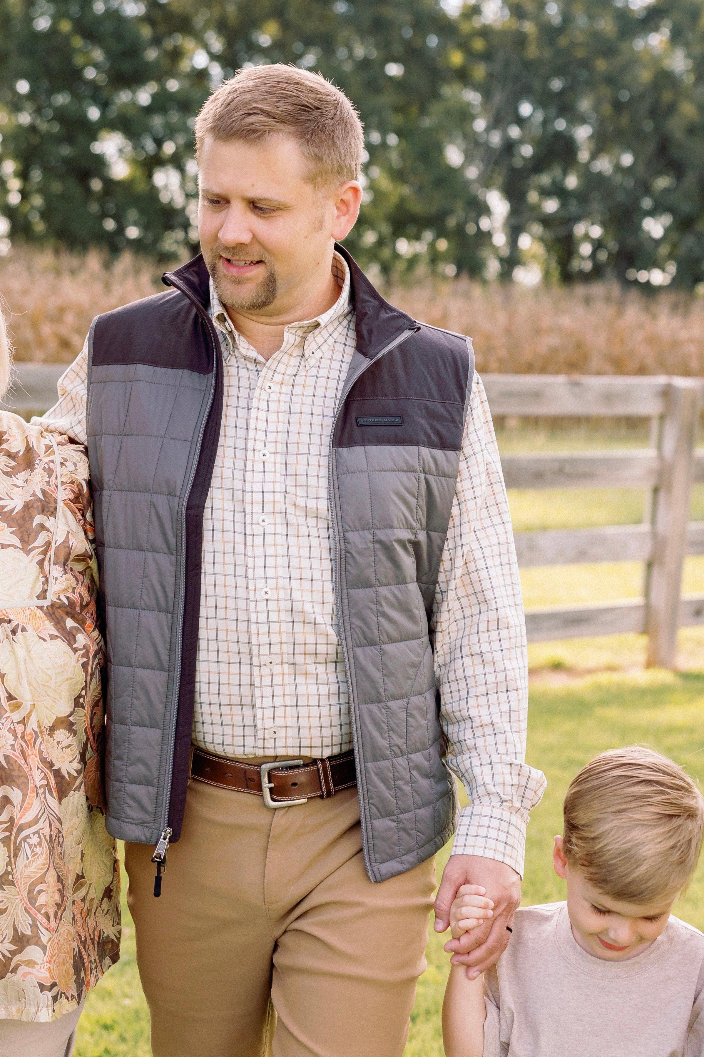 Chateau Windowpane Dress Shirt in Oatmeal & Stone Brown