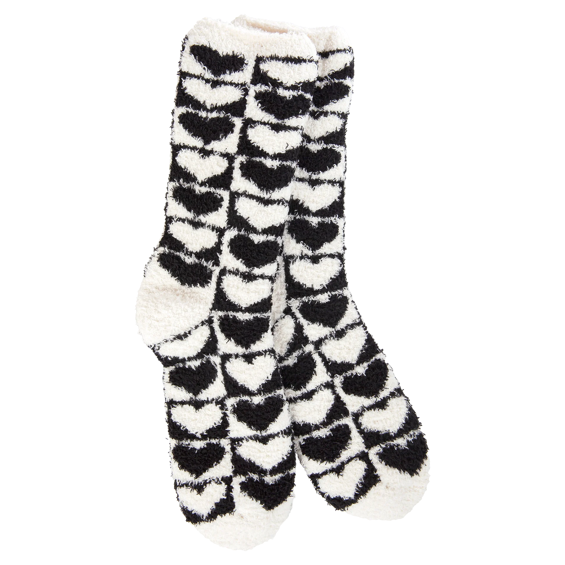 Checkered Heart Black Cozy Socks