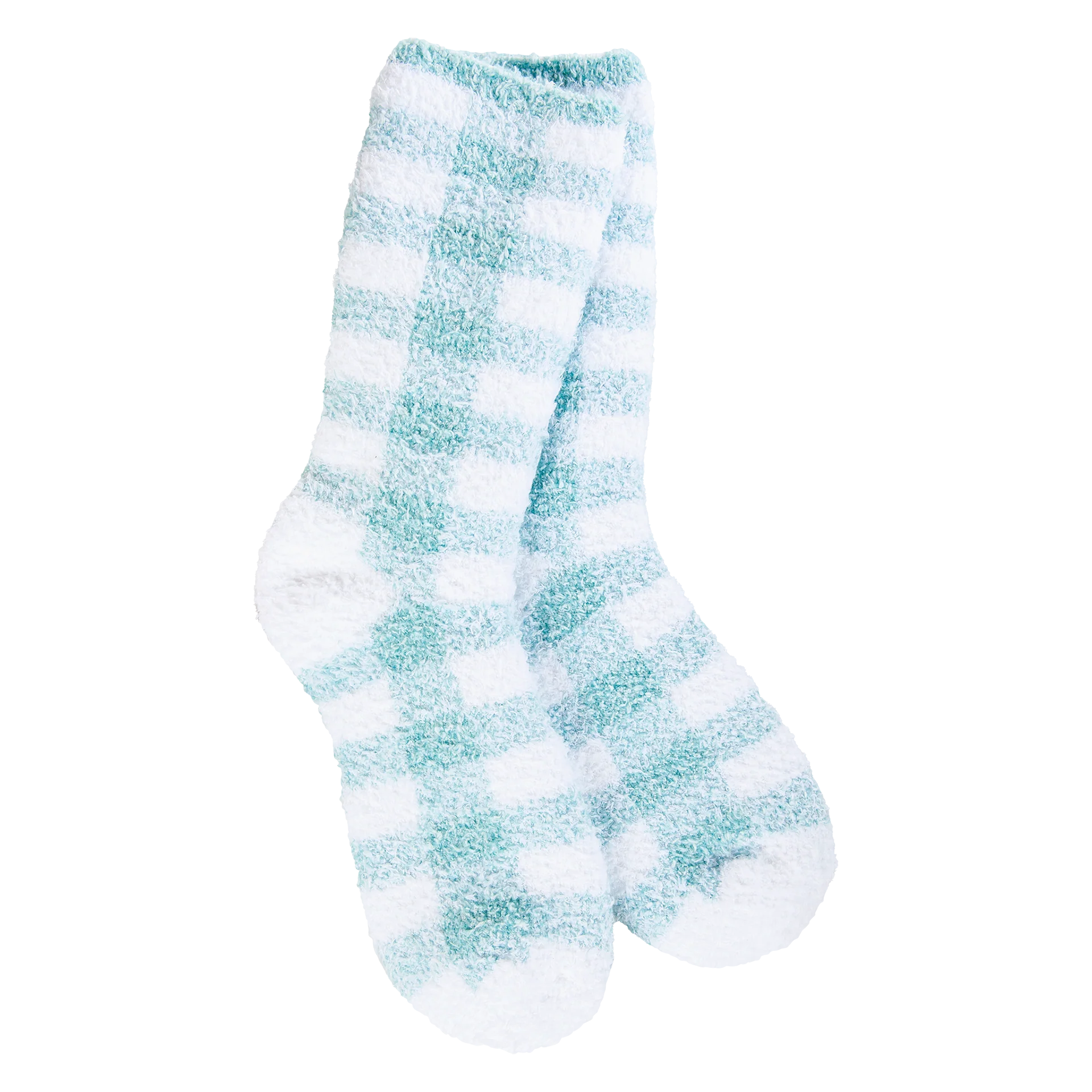 Turquoise Check Cozy Socks