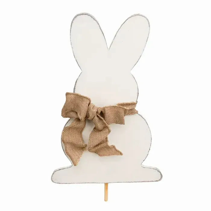 White Rabbit with Burlap Bow Topper