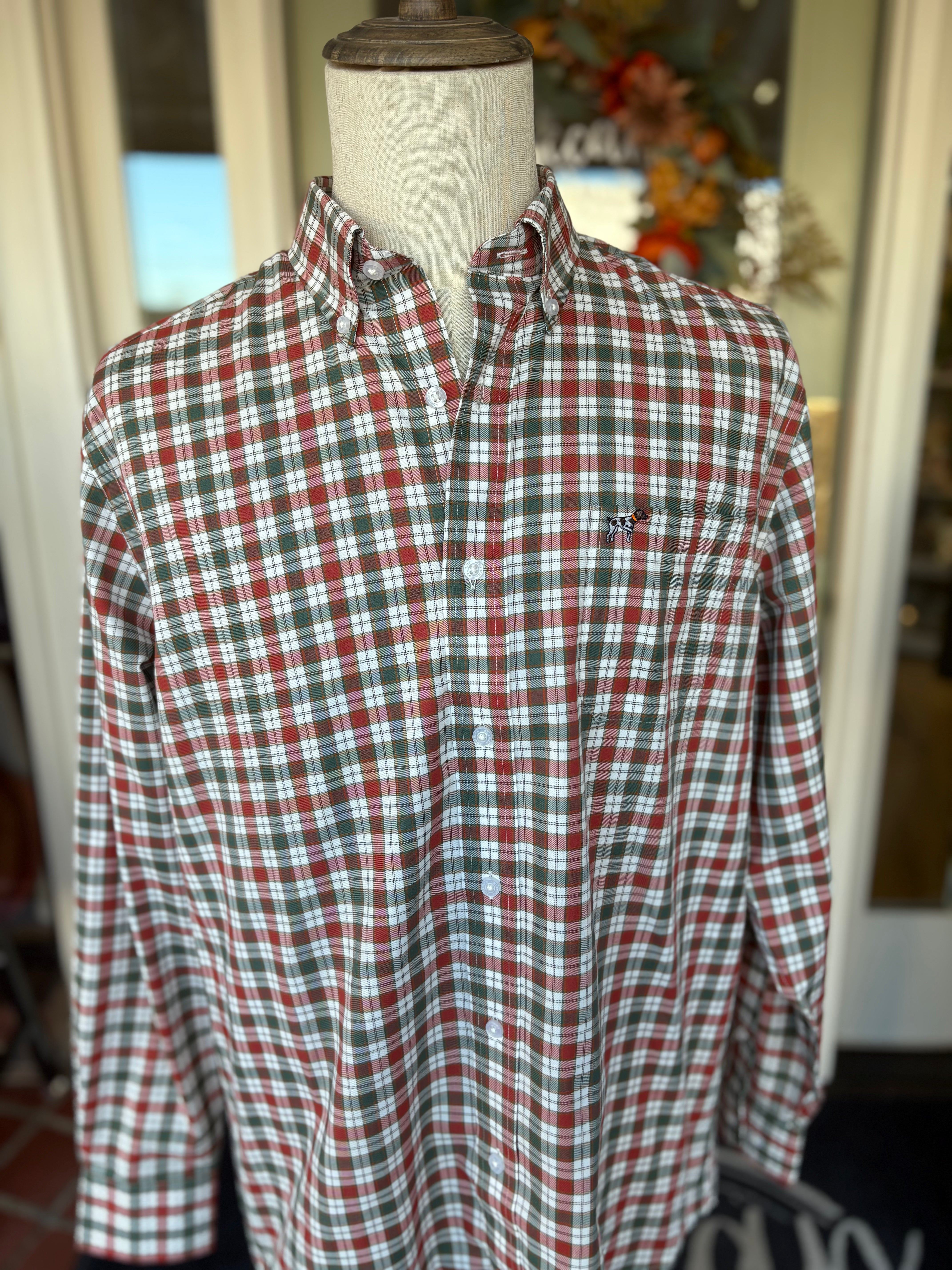 Hadley Vintage Long Sleeve Button Down in Festive Wright Plaid