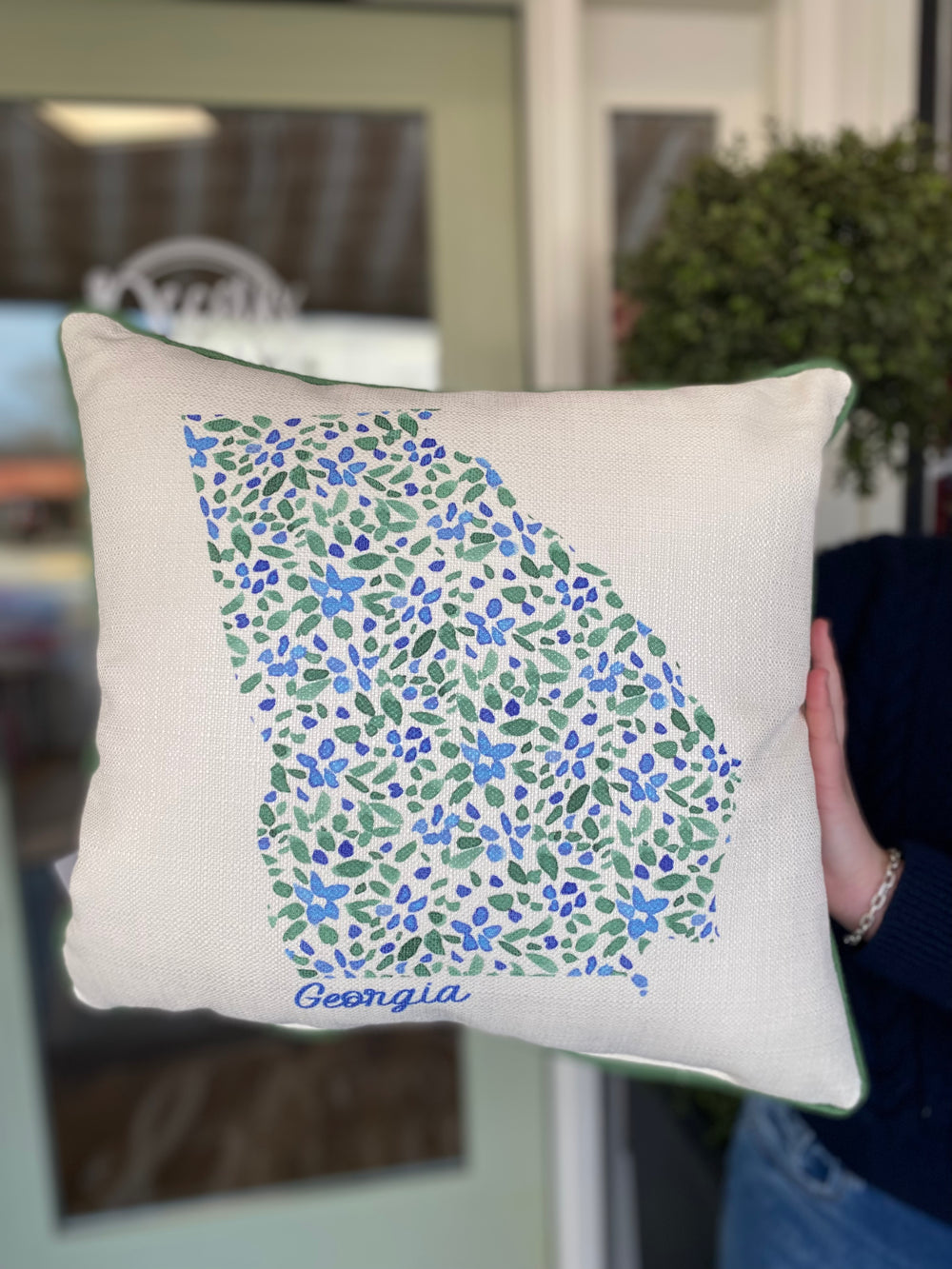 Georgia Floral Blue & Green Pillow