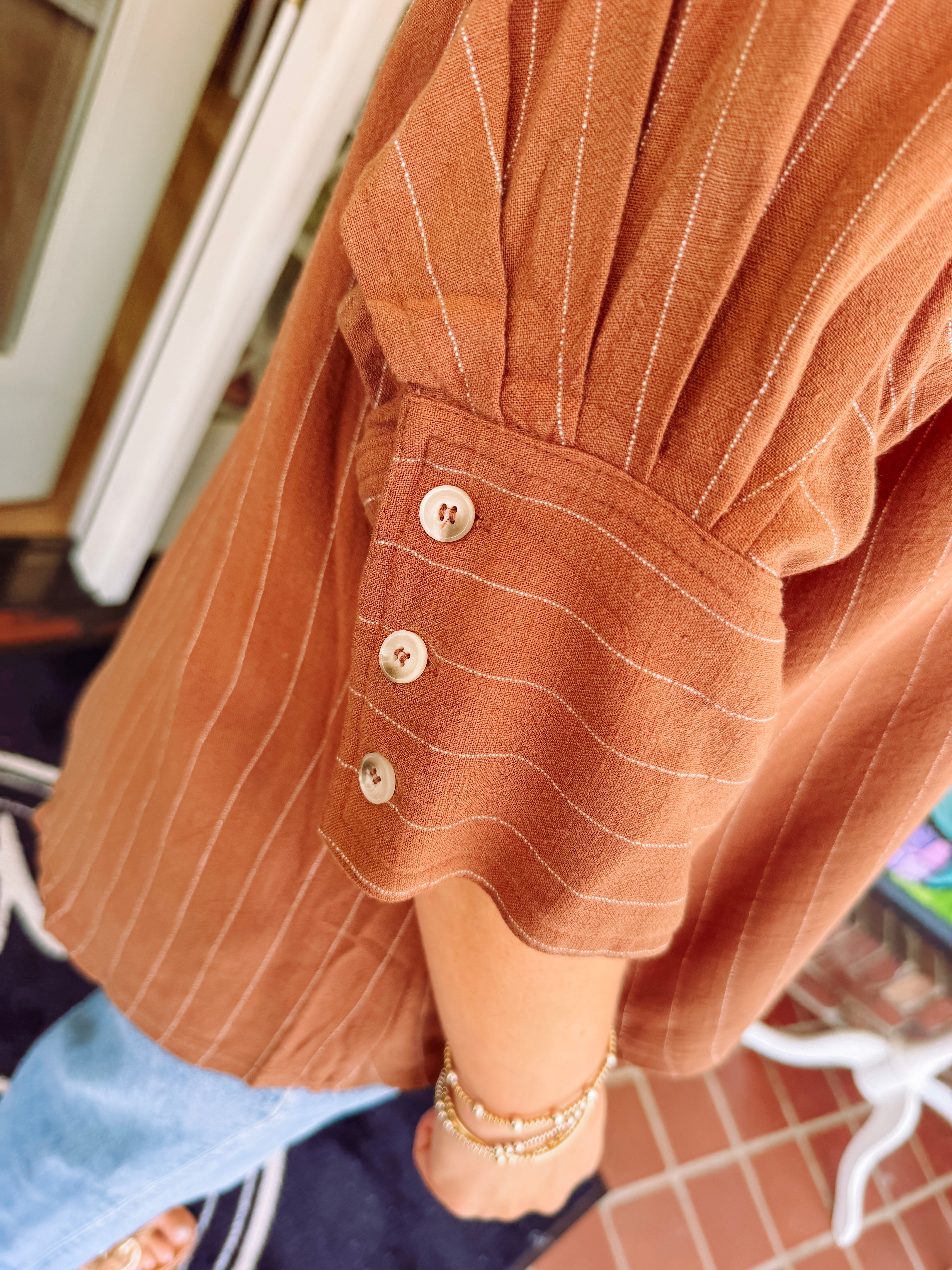 The Evie Pinstripe Button Down Top (S-L)