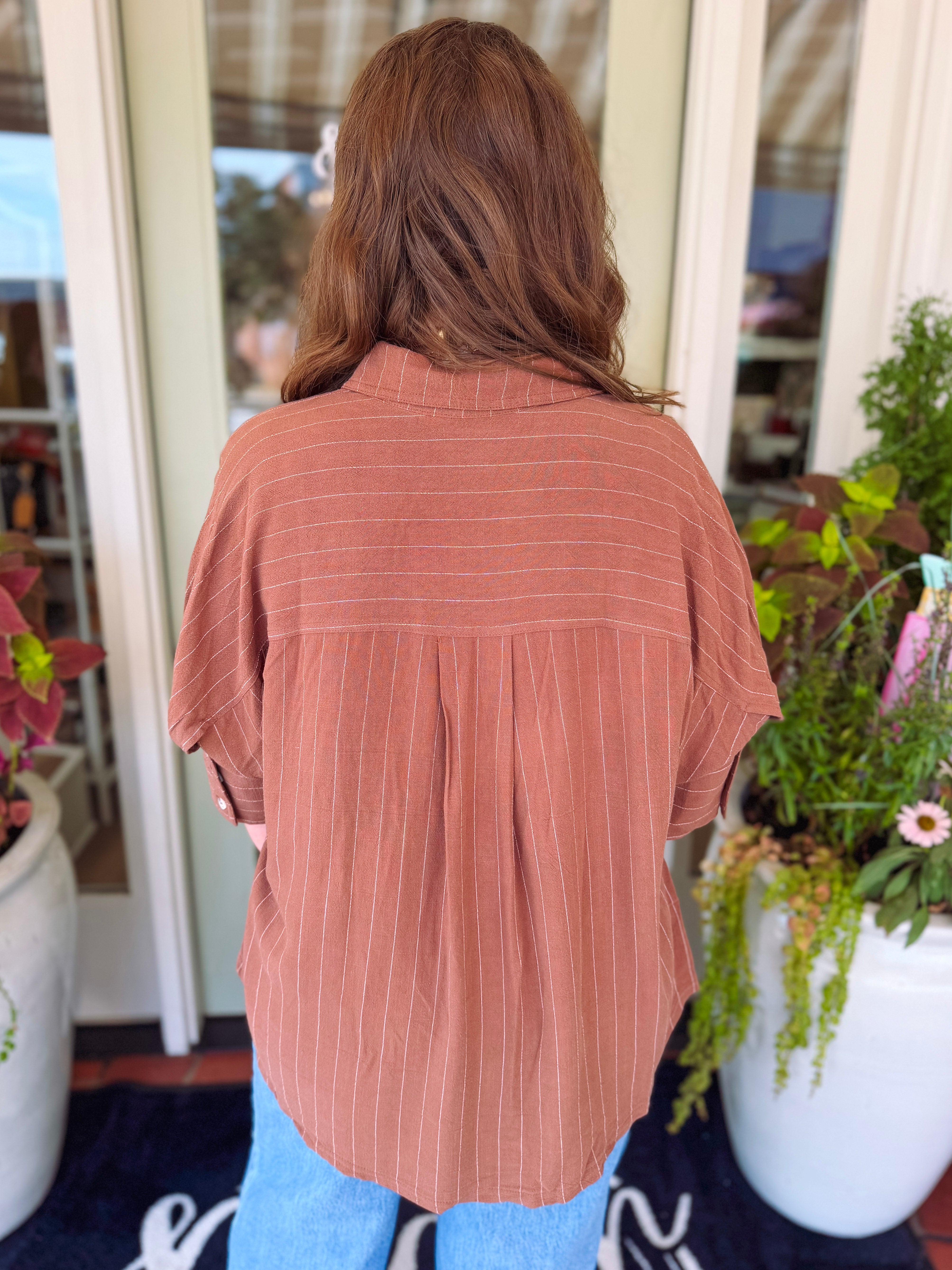 The Evie Pinstripe Button Down Top (S-L)