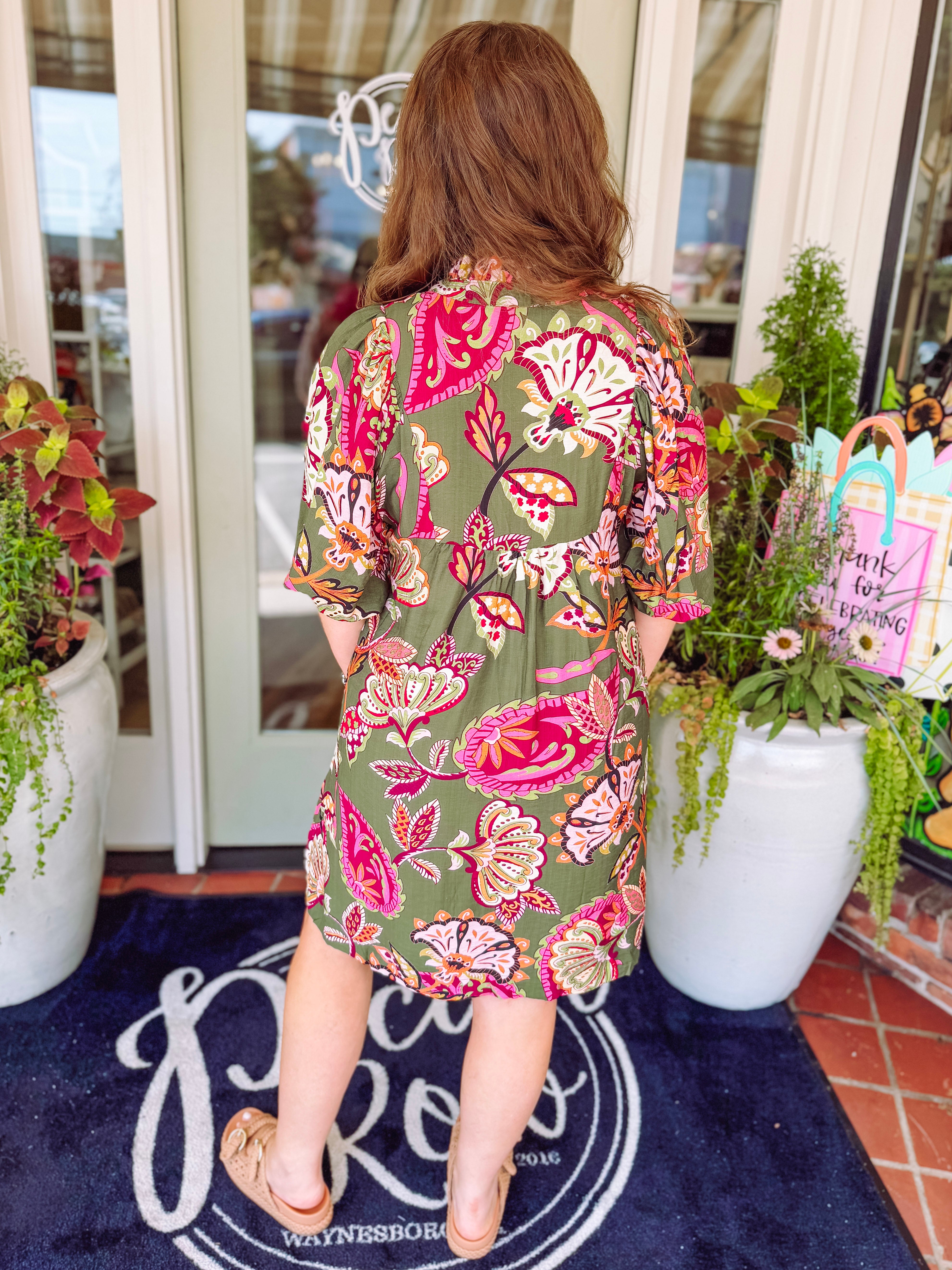 The Zaylee Abstract Puff Sleeve Dress (S-L)