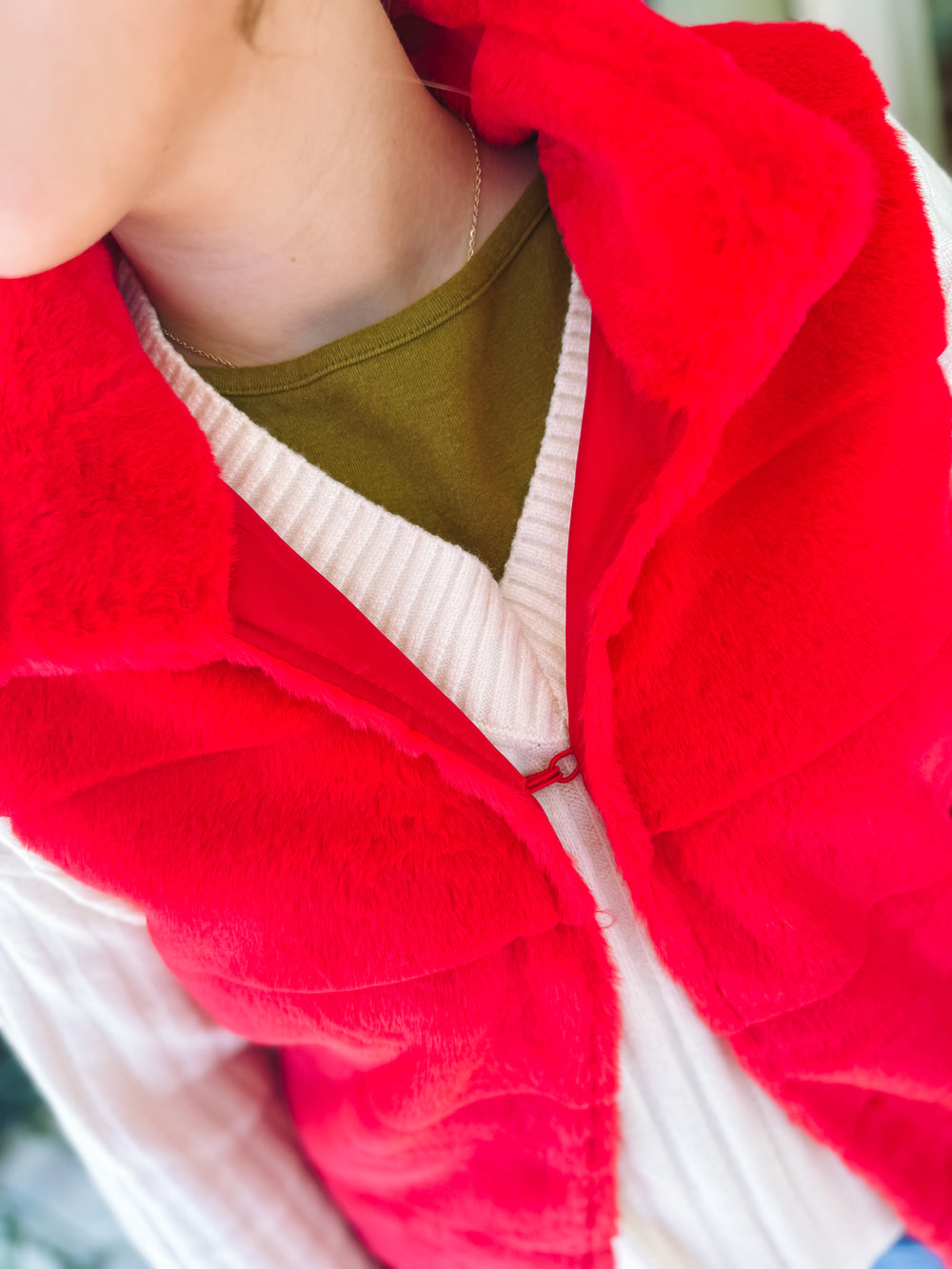 The Red Theodora Faux Fur Vest (S-XL)
