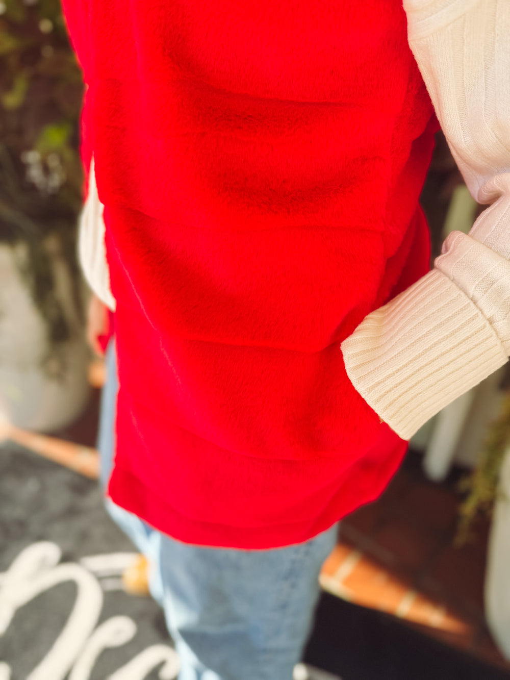 The Red Theodora Faux Fur Vest (S-XL)