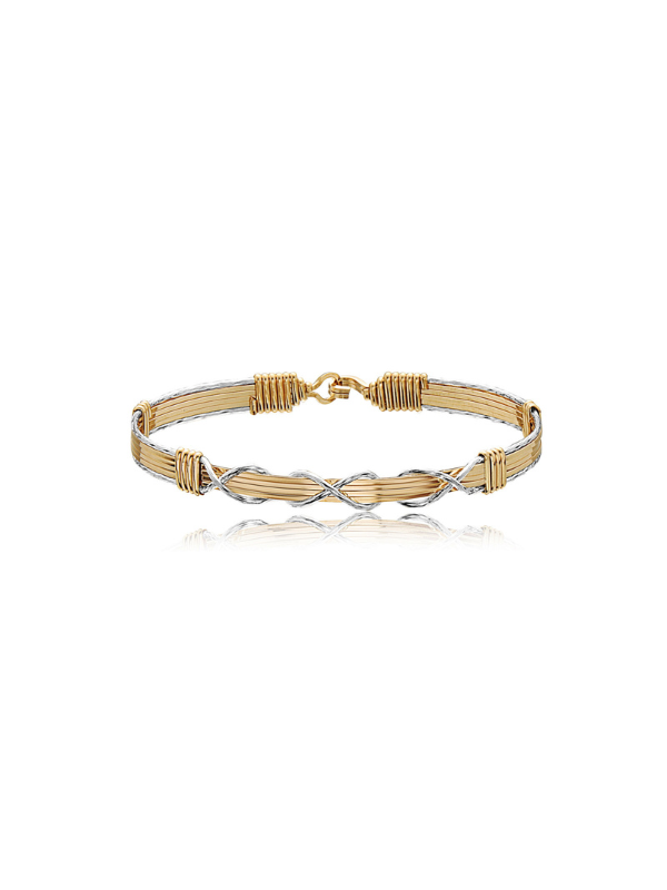 Silver and gold wire bracelet by Ronaldo, a timeless piece that can be worn for years to come 