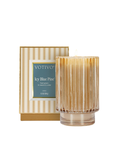 gold Icy Blue Pine Holiday Candle