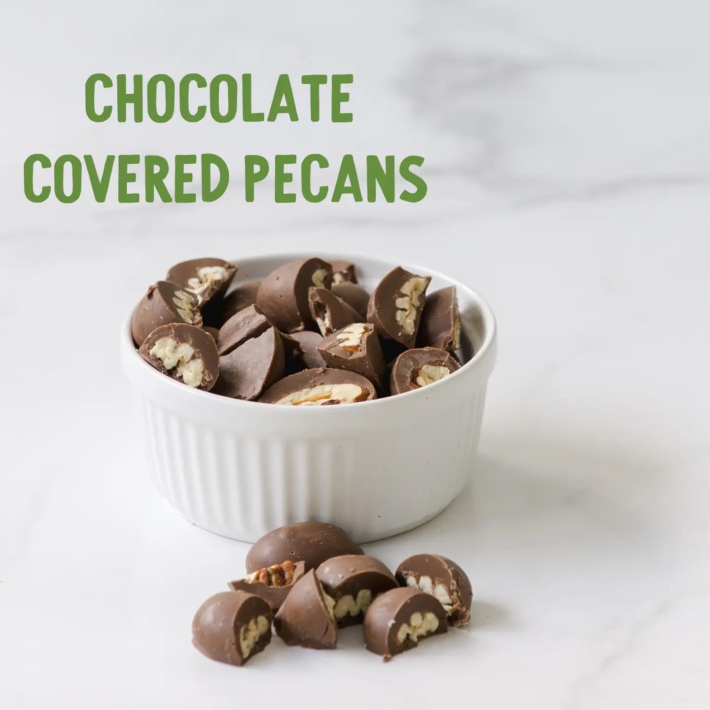 Chocolate Covered Pecans in Holiday Tin by Watanut