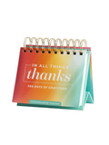 Desk perpetual calendar with 'In all things thanks' 