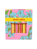 Burt's Bees chapstick set in a floral packaging box