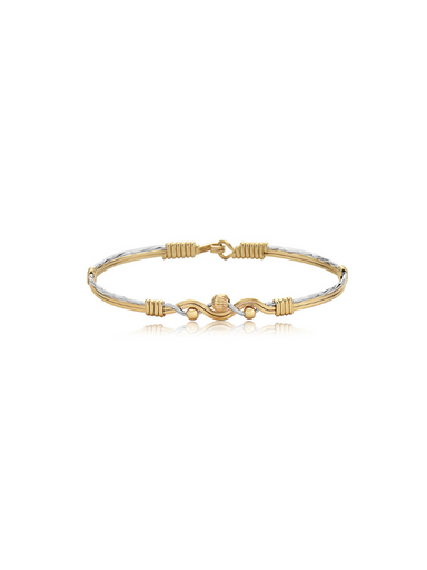 Gold and silver wire bracelet handmade in the USA, a timeless piece that can be worn for years to come 