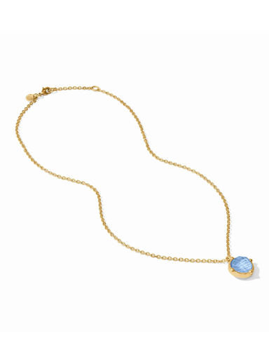 Gold Necklace with blue stone