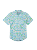tropical print on a button down short sleeve