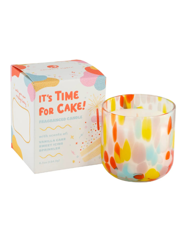 Colorful candle with abstract design