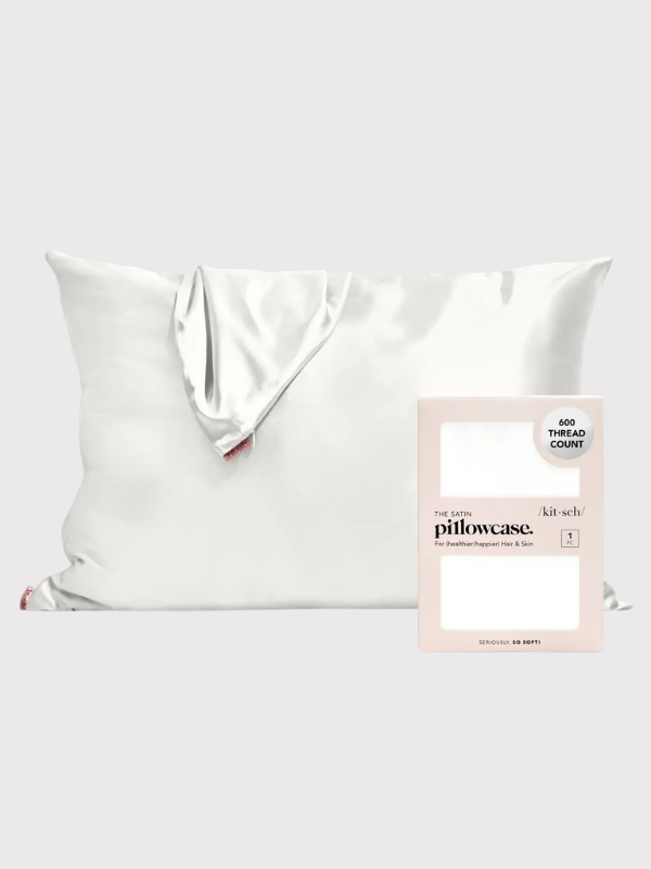 Ivory satin pillow case by kitsch
