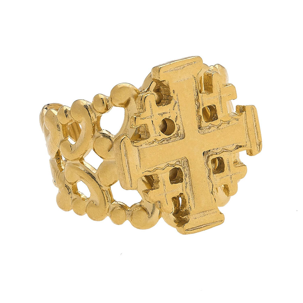 Jerusalem Gold Cross Ring