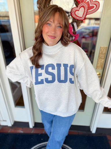 Oversized reversible mockneck sweatshirt 