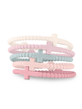 Pack of 5 silicone bracelets with a cross detail on them